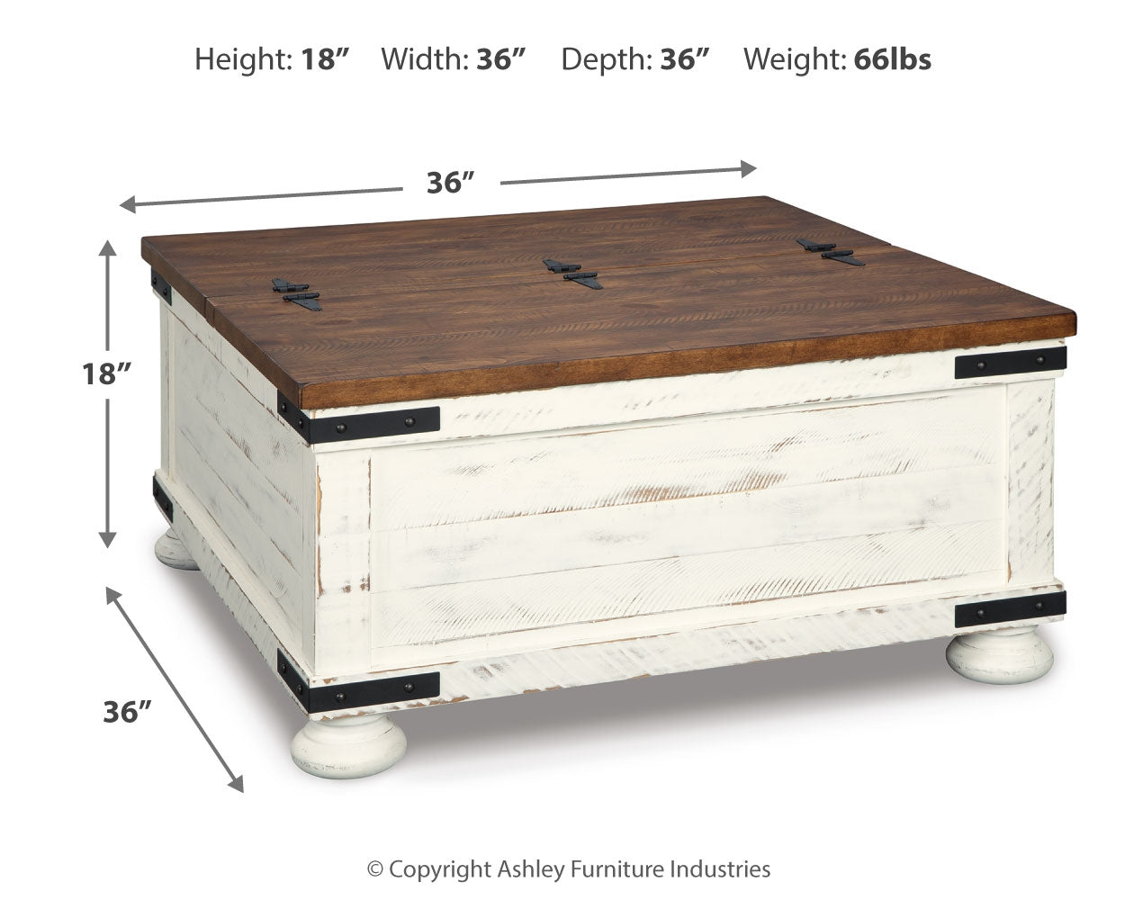 Furniture City Laplace - Ashley Furniture - Wystfield Coffee Table - Cocktail Table with Storage / White/Brown - T459-20