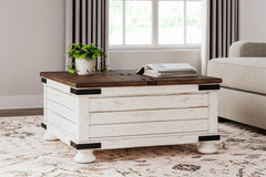 Furniture City Laplace - Ashley Furniture - Wystfield Coffee Table - Cocktail Table with Storage / White/Brown - T459-20