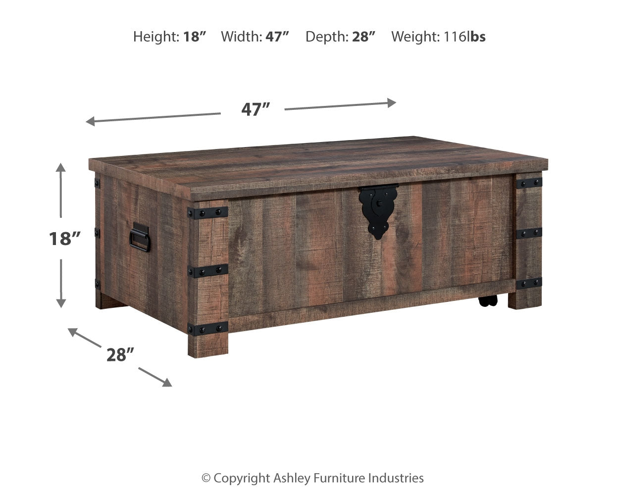 Furniture City Laplace - Ashley Furniture - Hollum Lift-Top Coffee Table - Lift Top Cocktail Table - T466-9