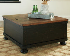 Furniture City Laplace - Ashley Furniture - Valebeck Coffee Table with Lift Top - Lift Top Cocktail Table / Black/Brown - T468-00