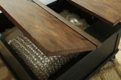 Furniture City Laplace - Ashley Furniture - Valebeck Coffee Table with Lift Top - Lift Top Cocktail Table / Black/Brown - T468-00