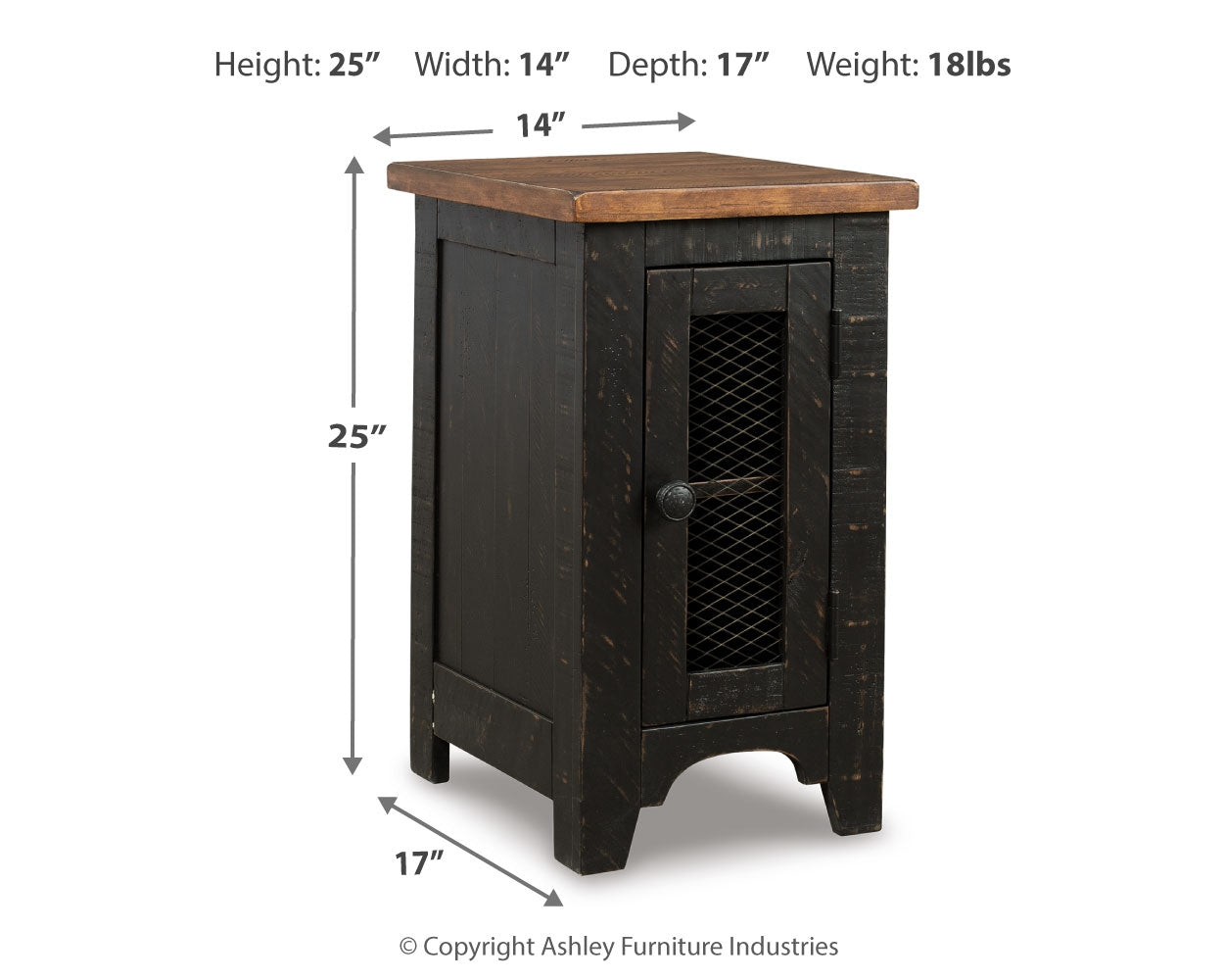 Furniture City Laplace - Ashley Furniture - Valebeck Chairside End Table - Chair Side End Table / Black/Brown - T468-7