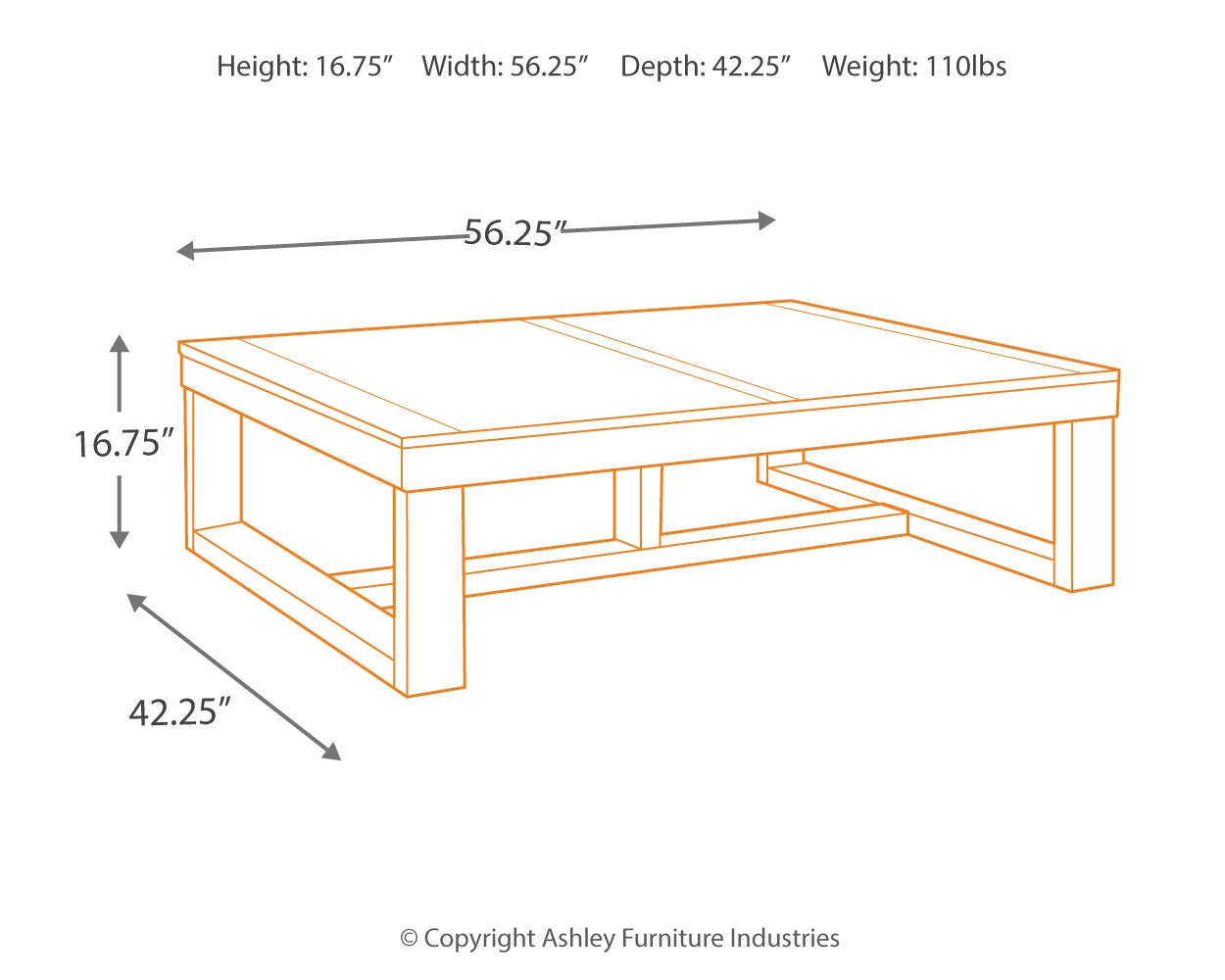 Furniture City Laplace - Ashley Furniture - Watson Coffee Table - Rectangular Cocktail Table / Dark Brown - T481-1