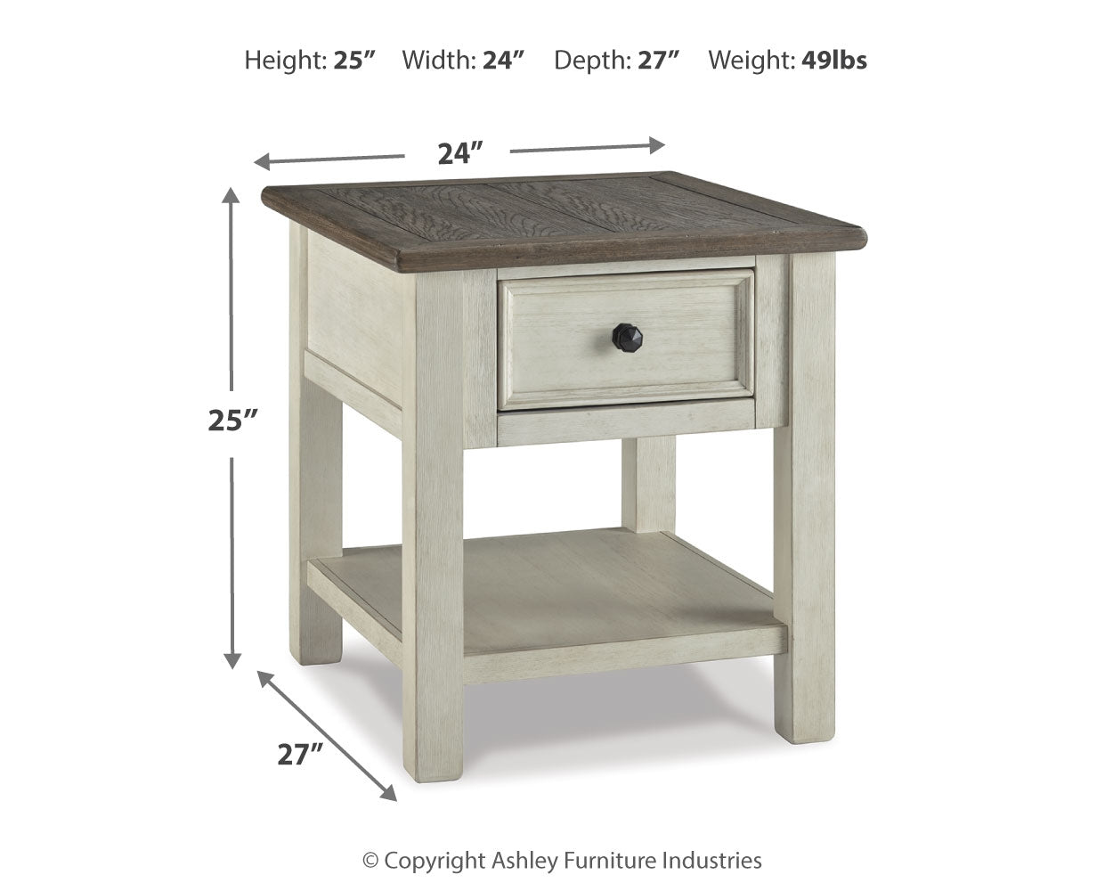 Furniture City Laplace - Ashley Furniture - Bolanburg Sofa/Console Table - Rectangular End Table / Two-tone - T637-3