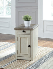 Furniture City Laplace - Ashley Furniture - Bolanburg Chairside End Table with USB Ports & Outlets - Chair Side End Table / Two-tone - T637-7