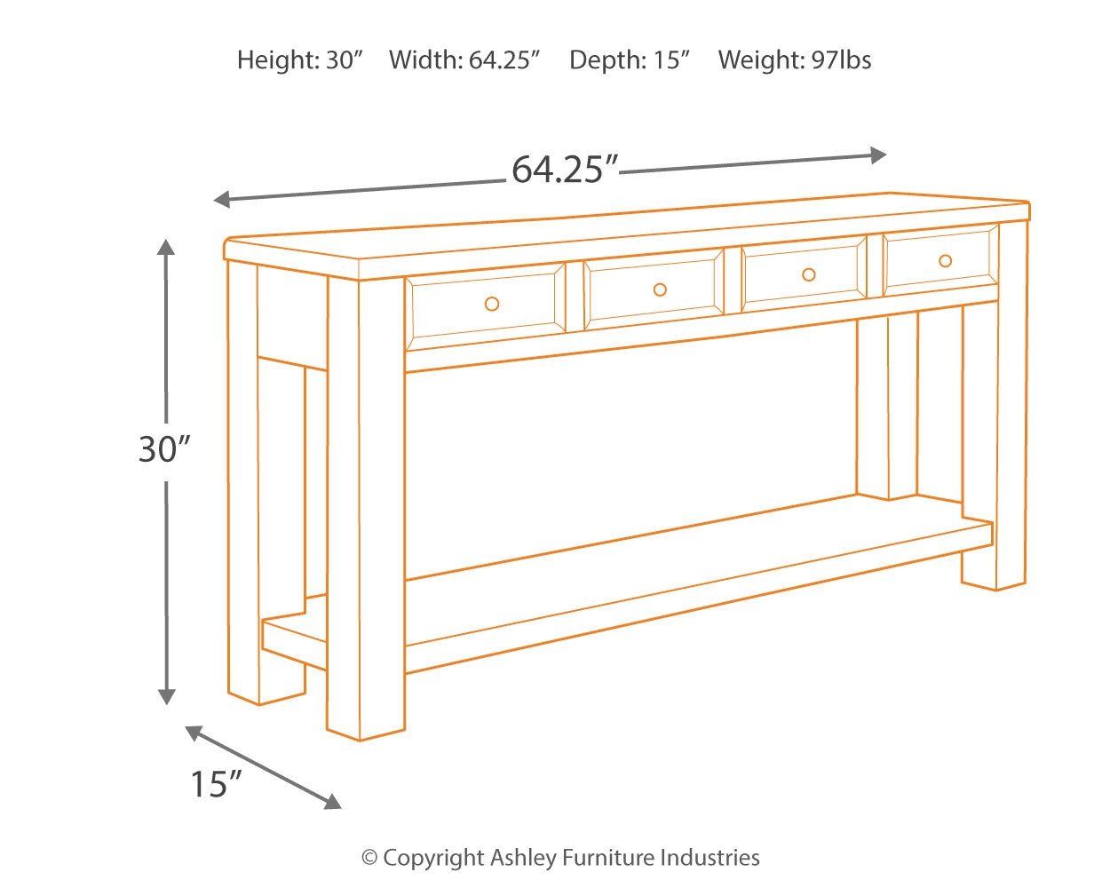 Furniture City Laplace - Ashley Furniture - Gavelston Sofa/Console Table - Sofa Table / Black - T732-4