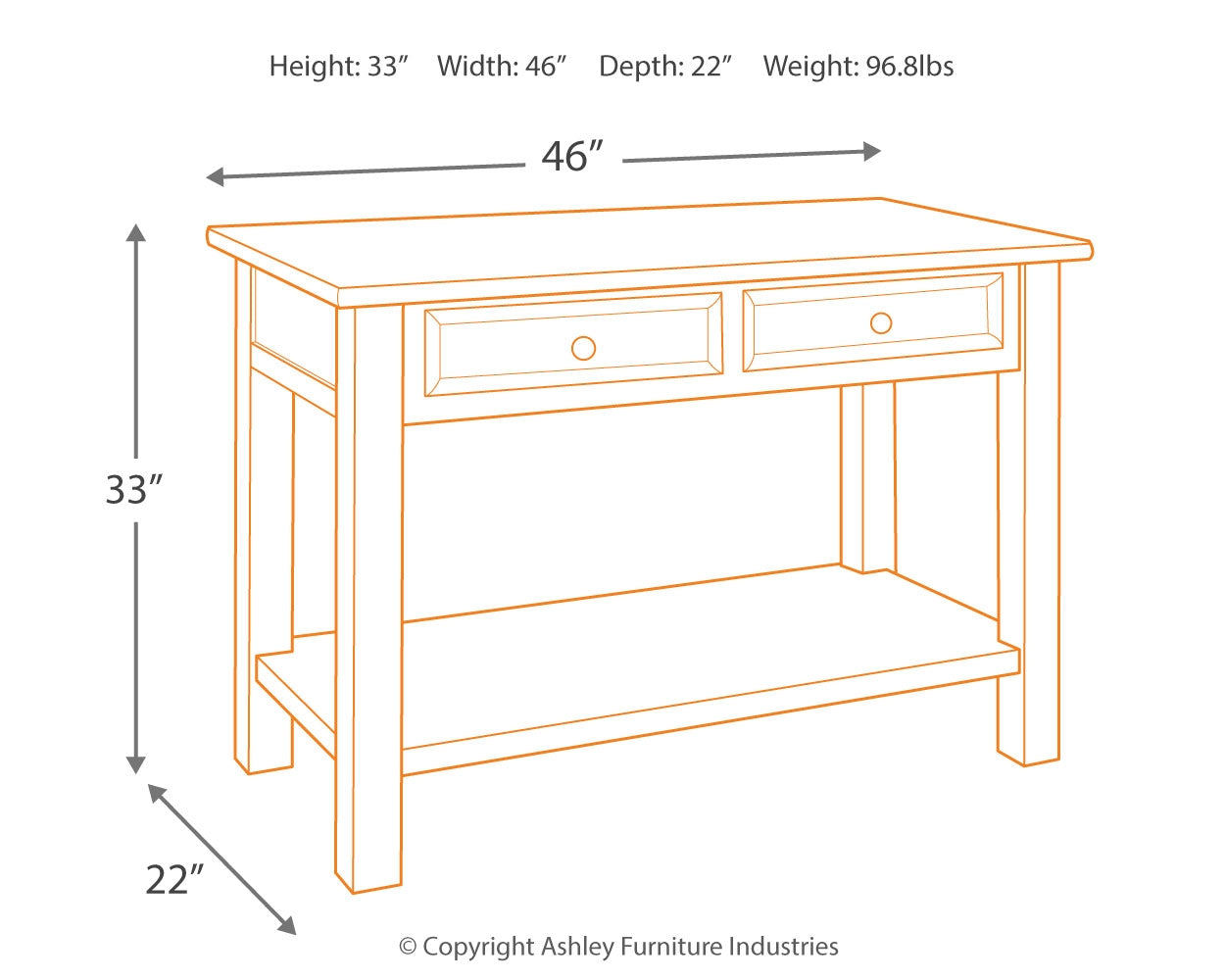 Furniture City Laplace - Ashley Furniture - Tyler Creek Sofa/Console Table - Sofa Table - T736-4