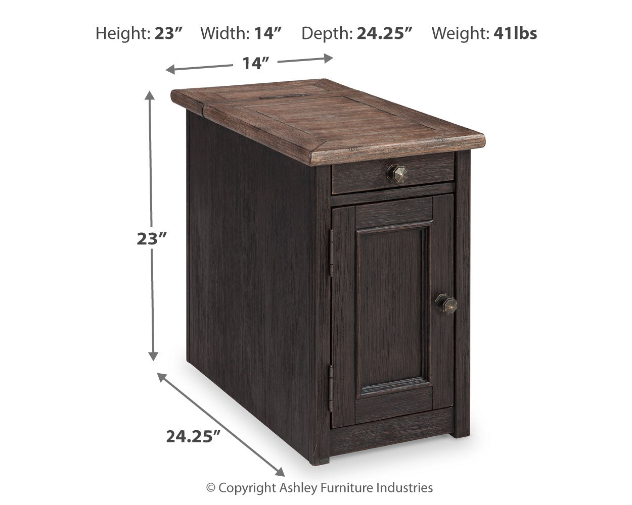 Furniture City Laplace - Ashley Furniture - Tyler Creek Chairside End Table with USB Ports & Outlets - Chair Side End Table - T736-7