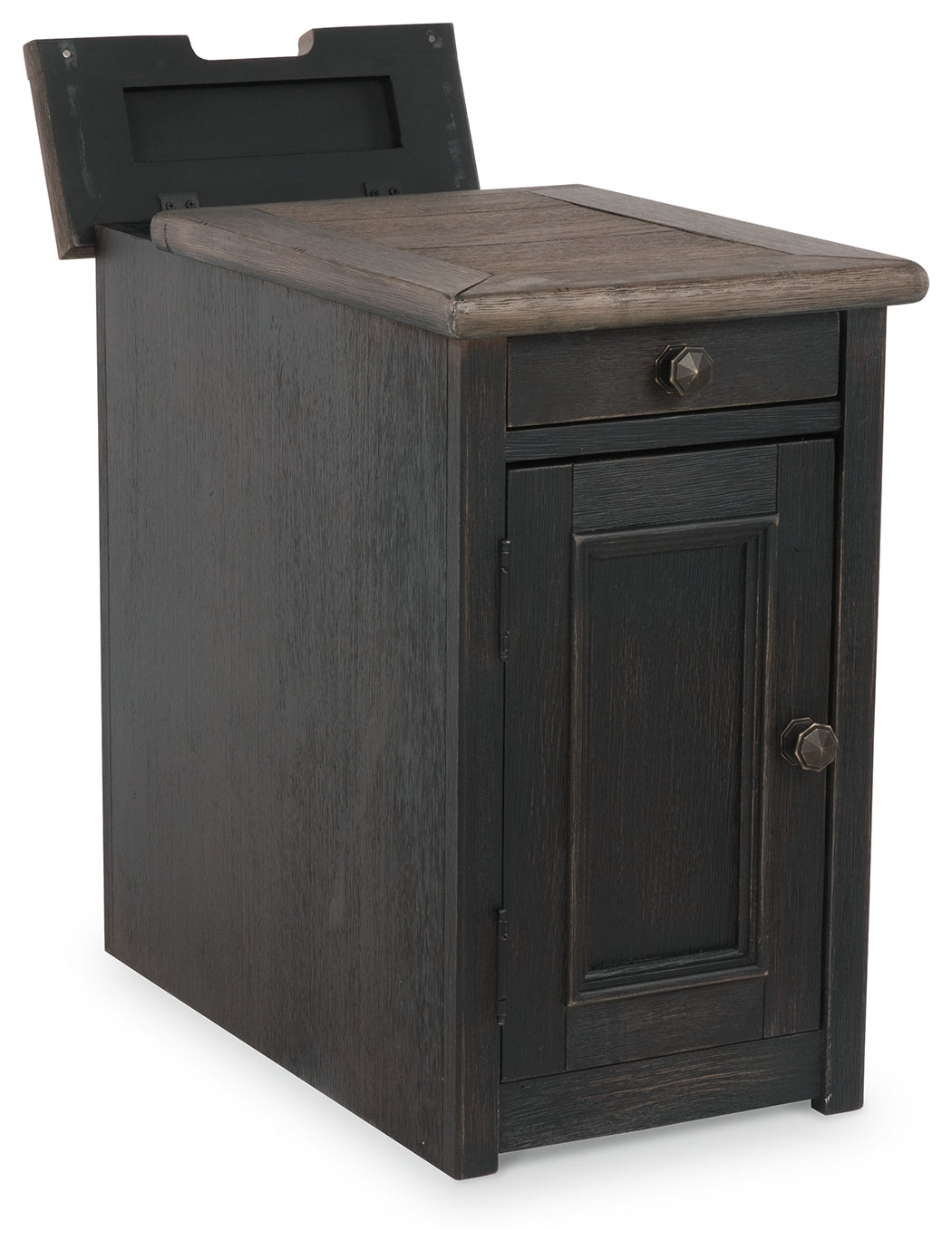 Furniture City Laplace - Ashley Furniture - Tyler Creek Chairside End Table with USB Ports & Outlets - Chair Side End Table / Grayish Brown/Black - T736-7