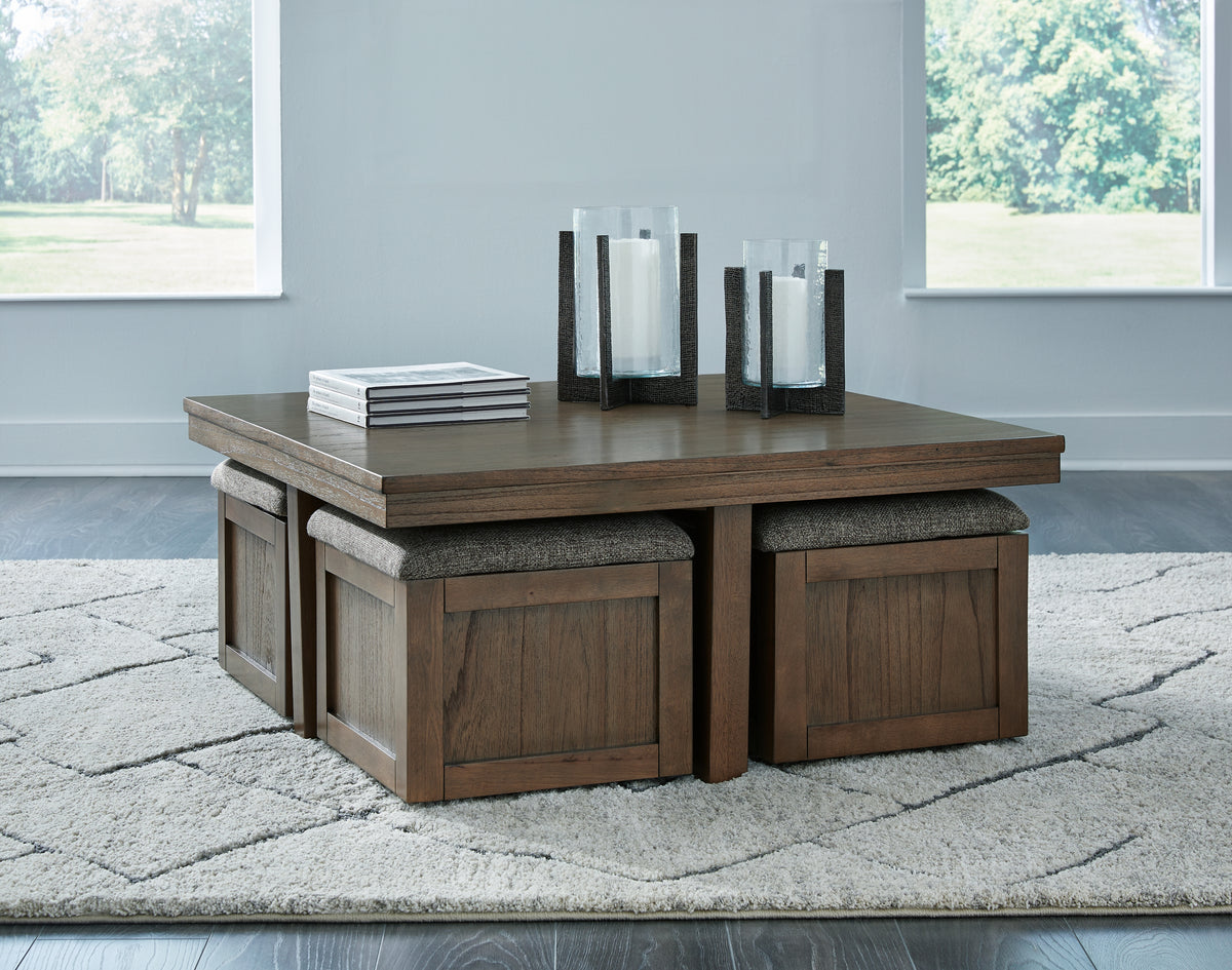Furniture City Laplace - Ashley Furniture - Boardernest Coffee Table with 4 Stools - Cocktail TBL w/4 Stools (5/CN) - T738-20