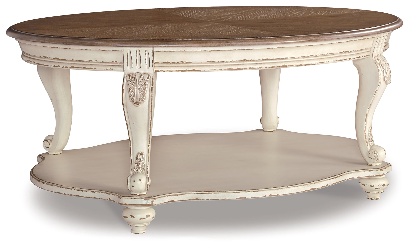 Furniture City Laplace - Ashley Furniture - Realyn Coffee Table - Oval Cocktail Table / White/Brown - T743-0