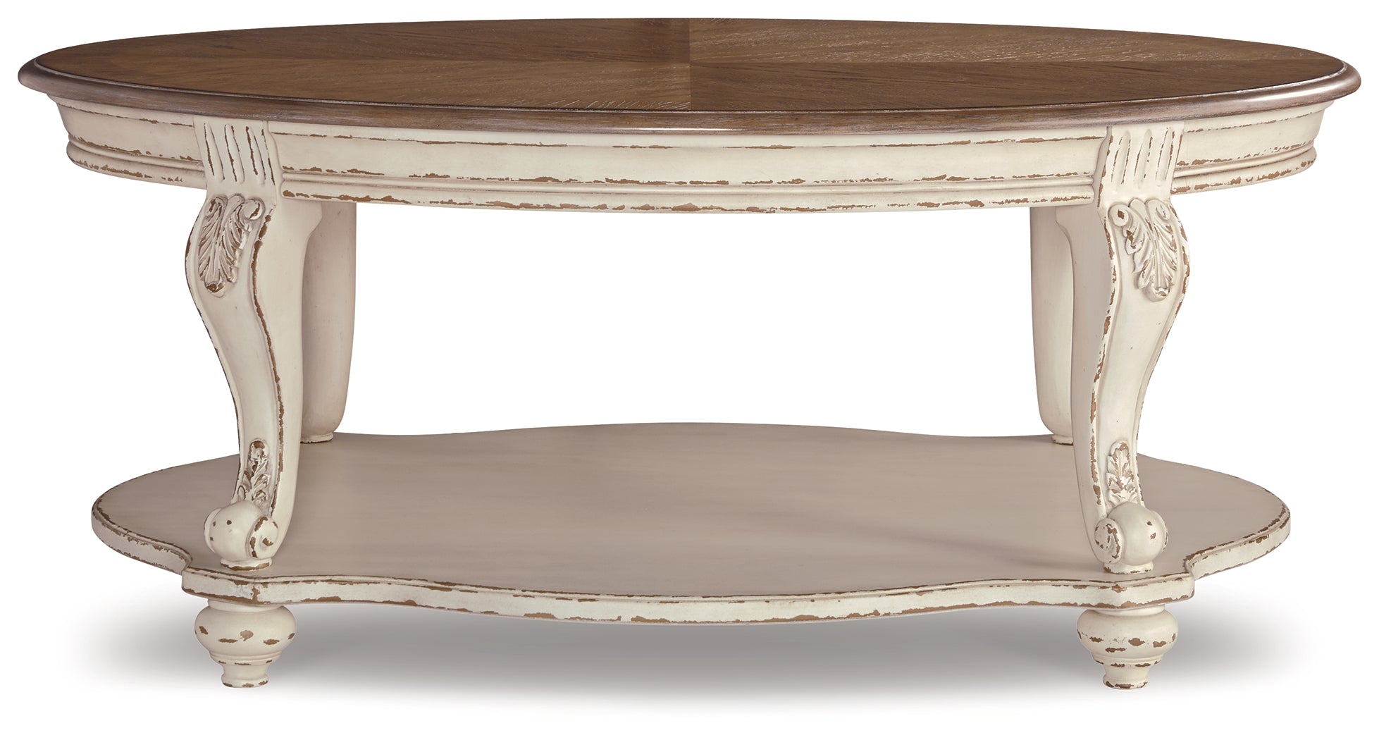 Furniture City Laplace - Ashley Furniture - Realyn Coffee Table - Oval Cocktail Table / White/Brown - T743-0