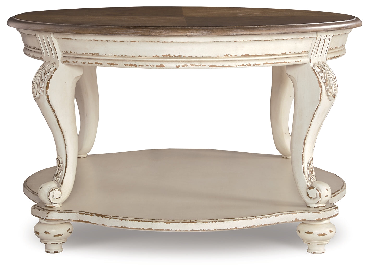 Furniture City Laplace - Ashley Furniture - Realyn Coffee Table - Oval Cocktail Table / White/Brown - T743-0
