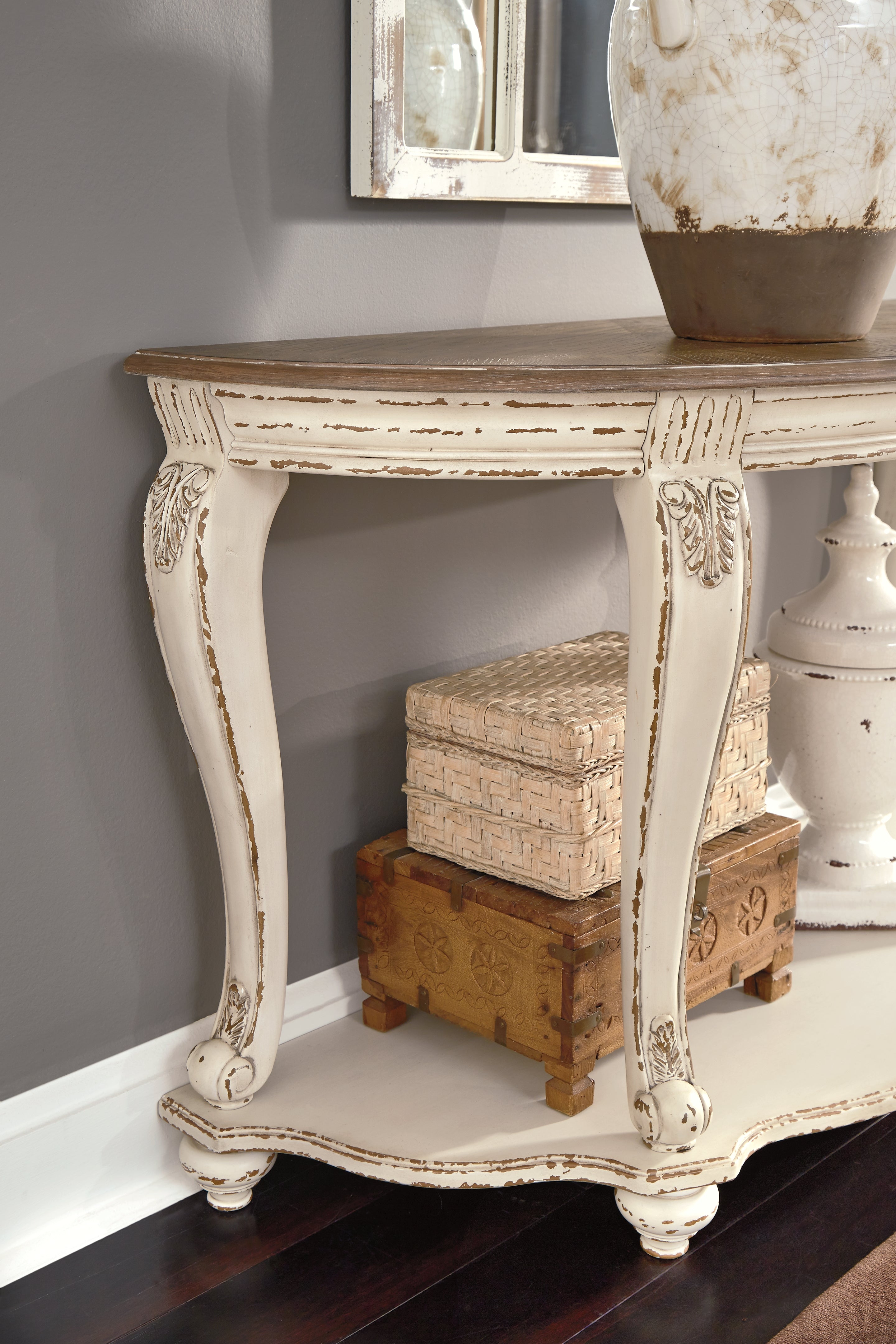 Furniture City Laplace - Ashley Furniture - Realyn Sofa Table - Sofa Table / White/Brown - T743-4