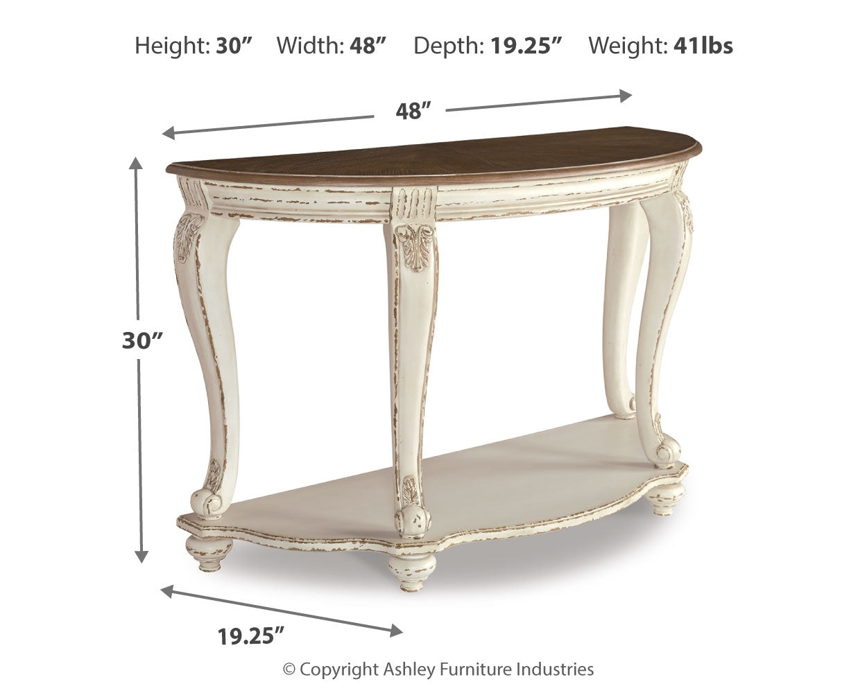 Furniture City Laplace - Ashley Furniture - Realyn Sofa Table - Sofa Table / White/Brown - T743-4