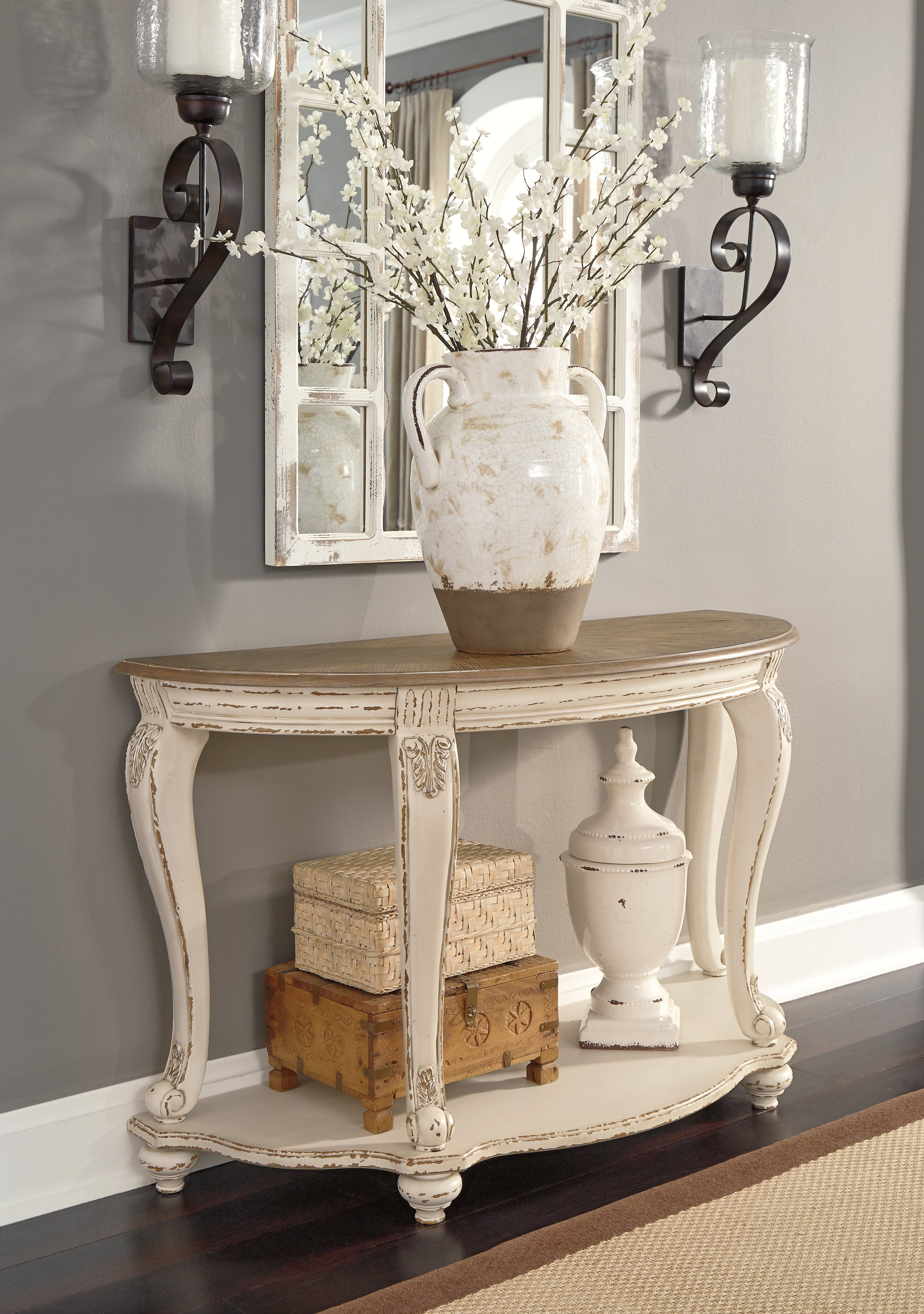 Furniture City Laplace - Ashley Furniture - Realyn Sofa Table - Sofa Table / White/Brown - T743-4