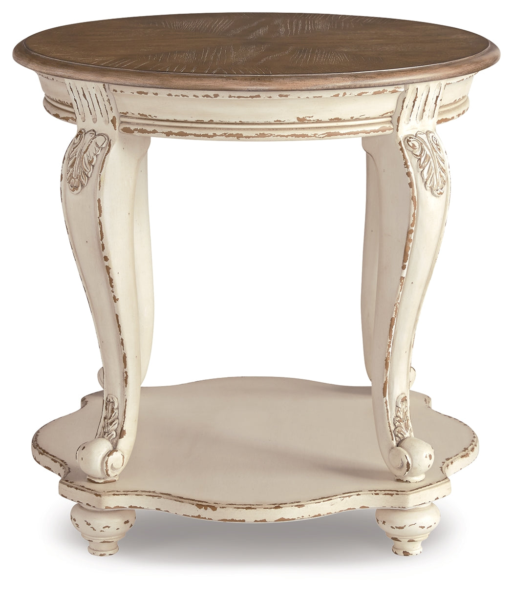 Furniture City Laplace - Ashley Furniture - Realyn End Table - Round End Table / White/Brown - T743-6