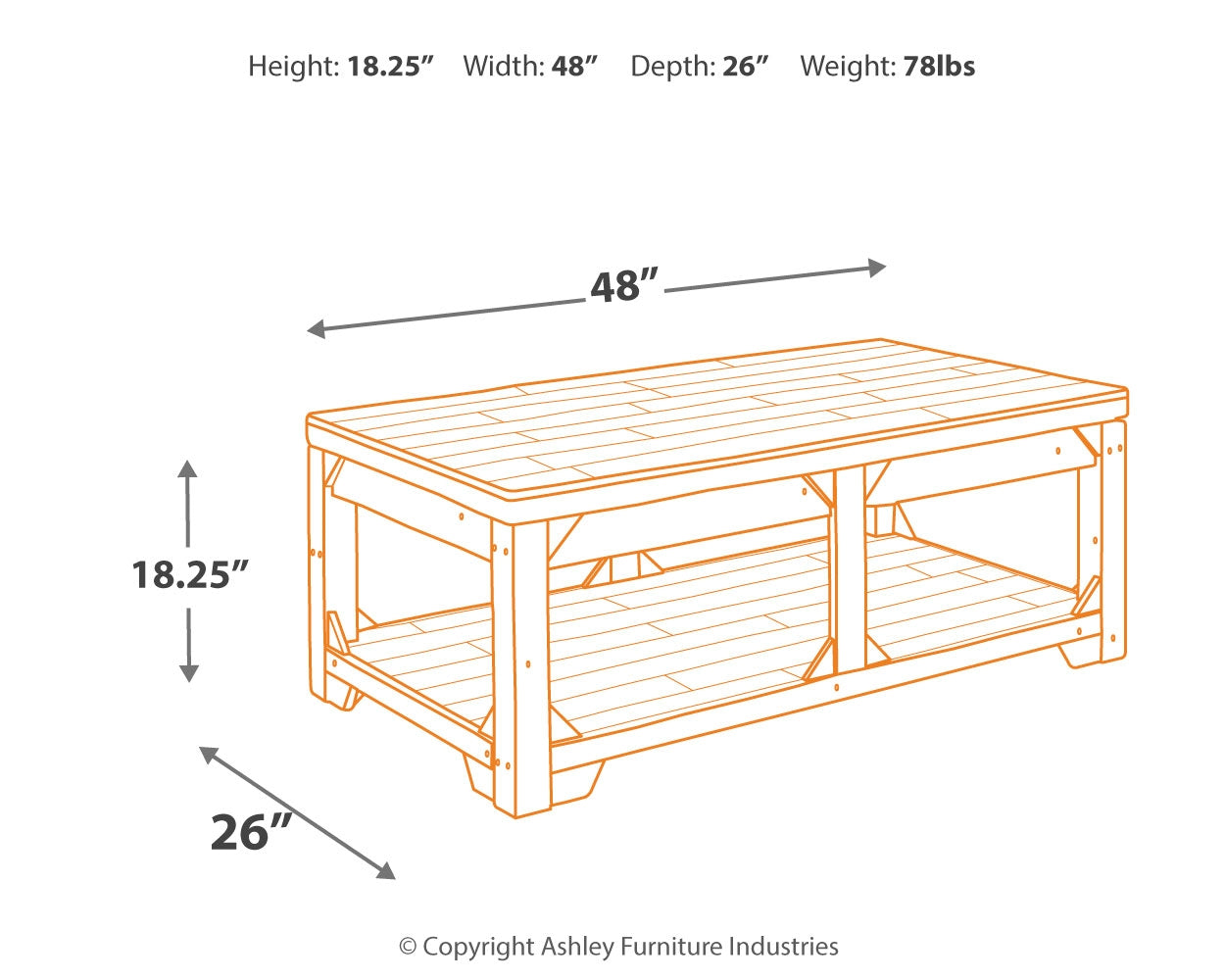 Furniture City Laplace - Ashley Furniture - Fregine Coffee Table with Lift Top - Lift Top Cocktail Table - T755-9