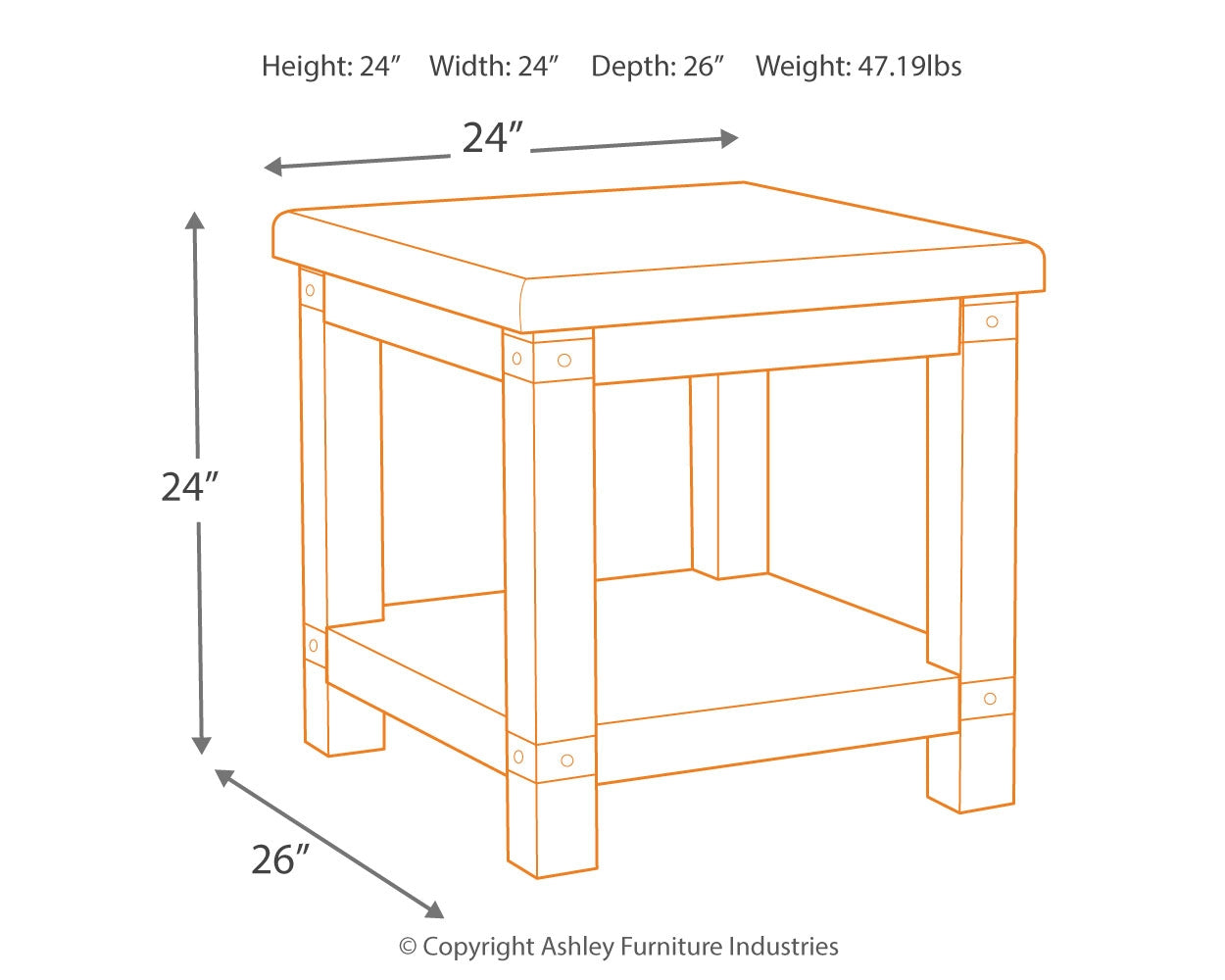 Furniture City Laplace - Ashley Furniture - Carynhurst End Table - Rectangular End Table - T757-3