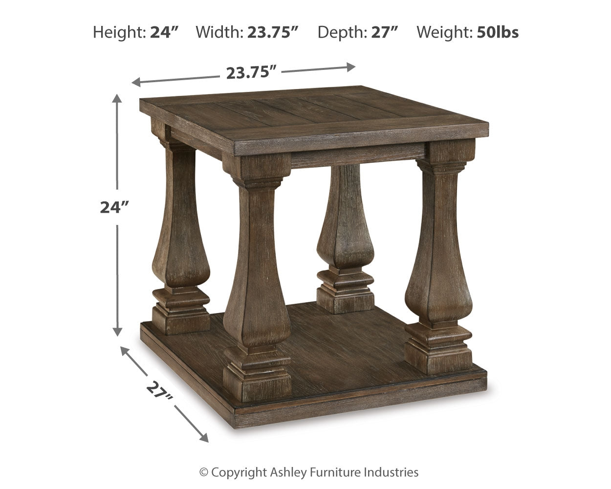 Furniture City Laplace - Ashley Furniture - Johnelle End Table - Rectangular End Table / Gray - T776-3