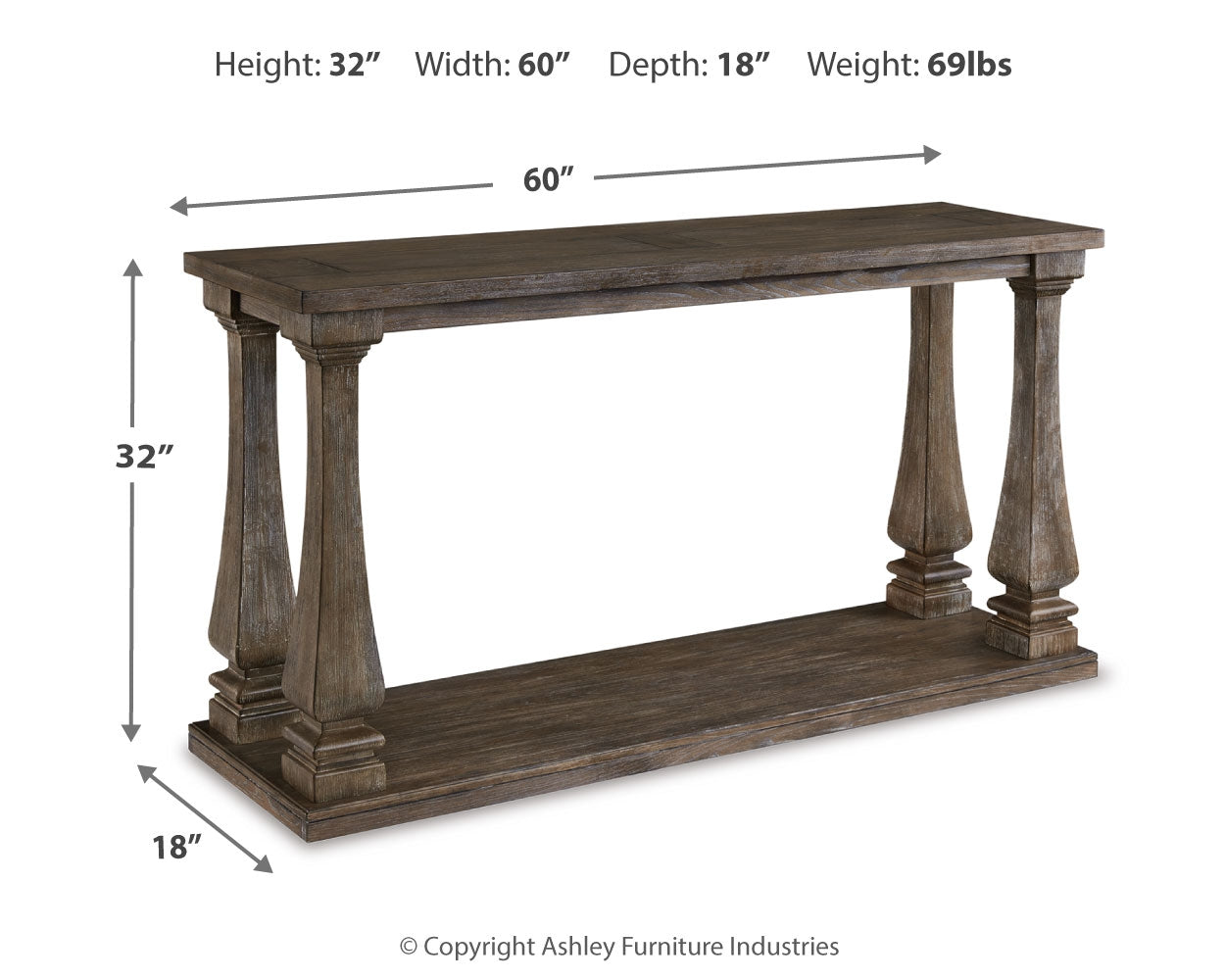 Furniture City Laplace - Ashley Furniture - Johnelle Sofa Table - Sofa Table / Gray - T776-4