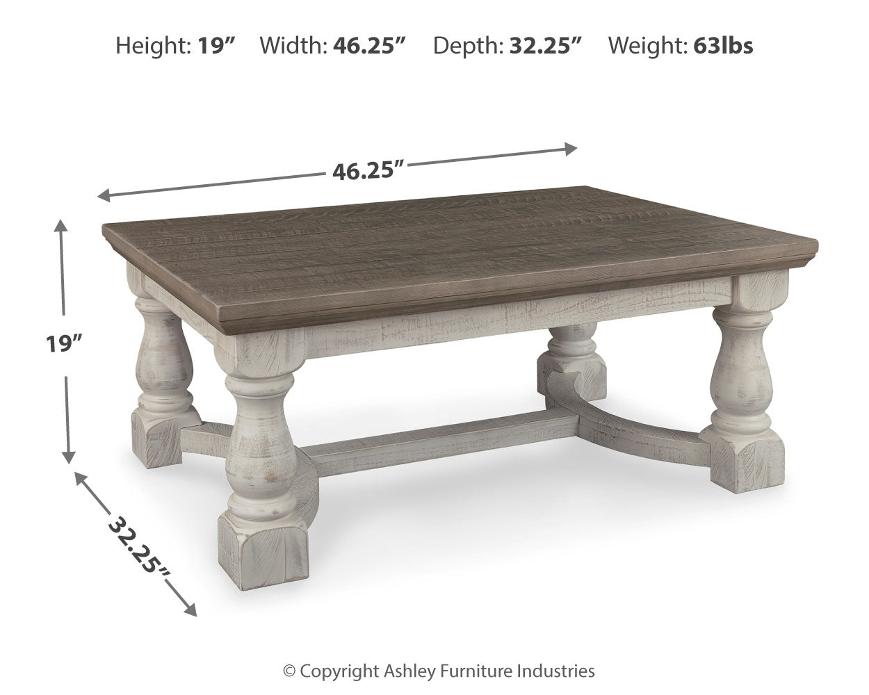 Furniture City Laplace - Ashley Furniture - Havalance Coffee Table - Rectangular Cocktail Table / Gray/White - T814-1