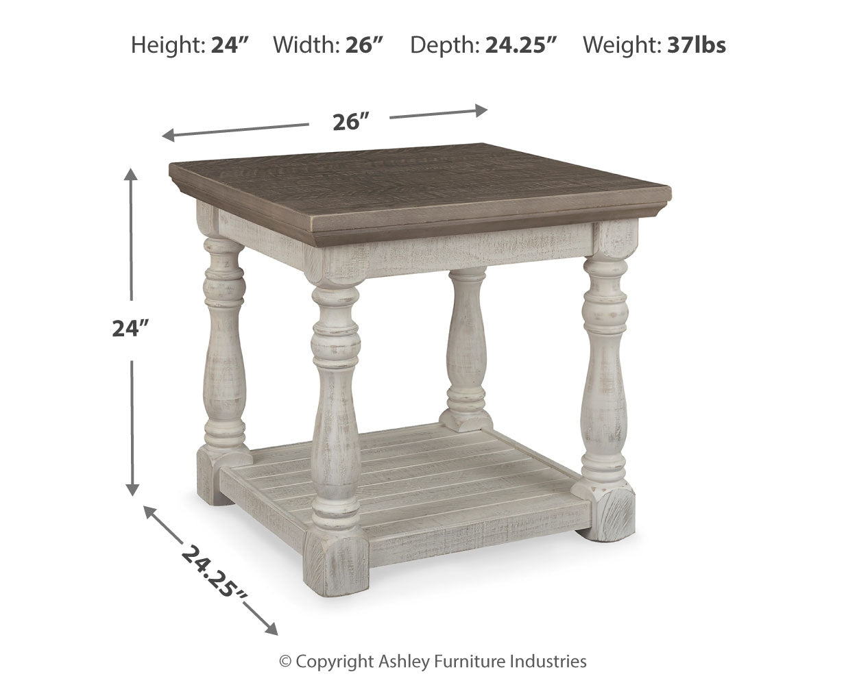 Furniture City Laplace - Ashley Furniture - Havalance End Table - Square End Table / White/Gray - T994-2