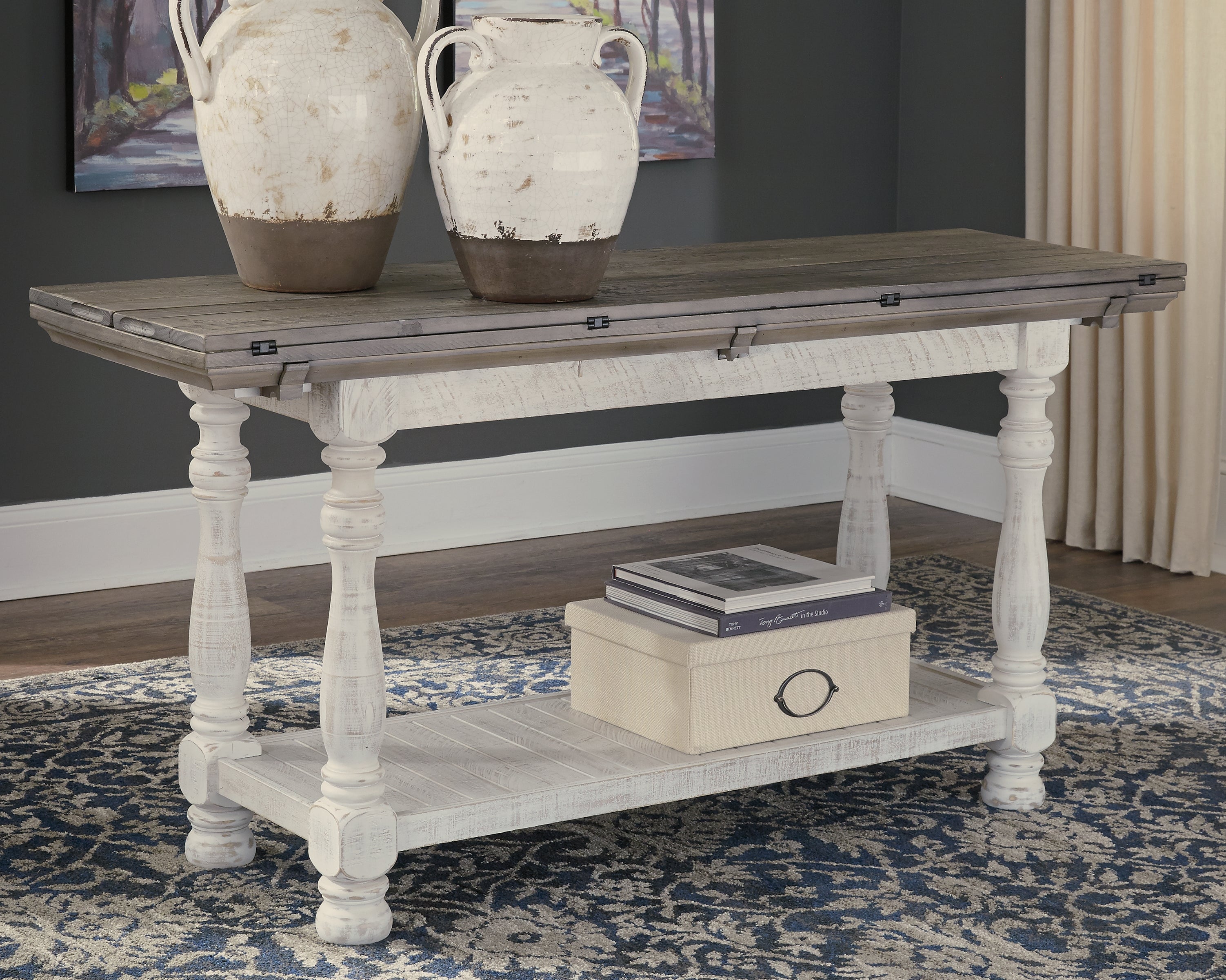 Furniture City Laplace - Ashley Furniture - Havalance Sofa/Console Table - Flip Top Sofa Table / Gray/White - T814-4