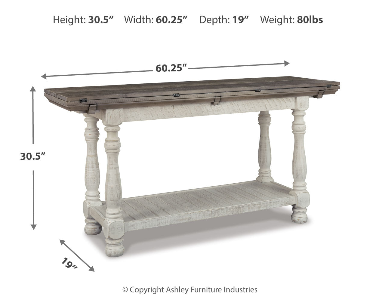 Furniture City Laplace - Ashley Furniture - Havalance Sofa/Console Table - Flip Top Sofa Table / Gray/White - T814-4