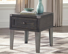 Furniture City Laplace - Ashley Furniture - Todoe End Table with USB Ports & Outlets - Rectangular End Table / Dark Gray - T901-3