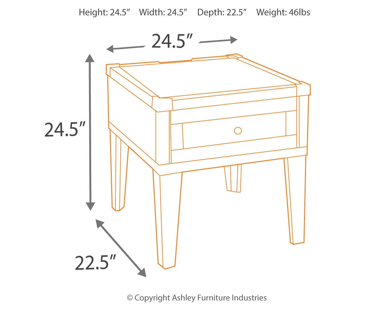 Furniture City Laplace - Ashley Furniture - Todoe End Table with USB Ports & Outlets - Rectangular End Table - T901-3