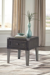 Furniture City Laplace - Ashley Furniture - Todoe End Table with USB Ports & Outlets - Rectangular End Table / Dark Gray - T901-3