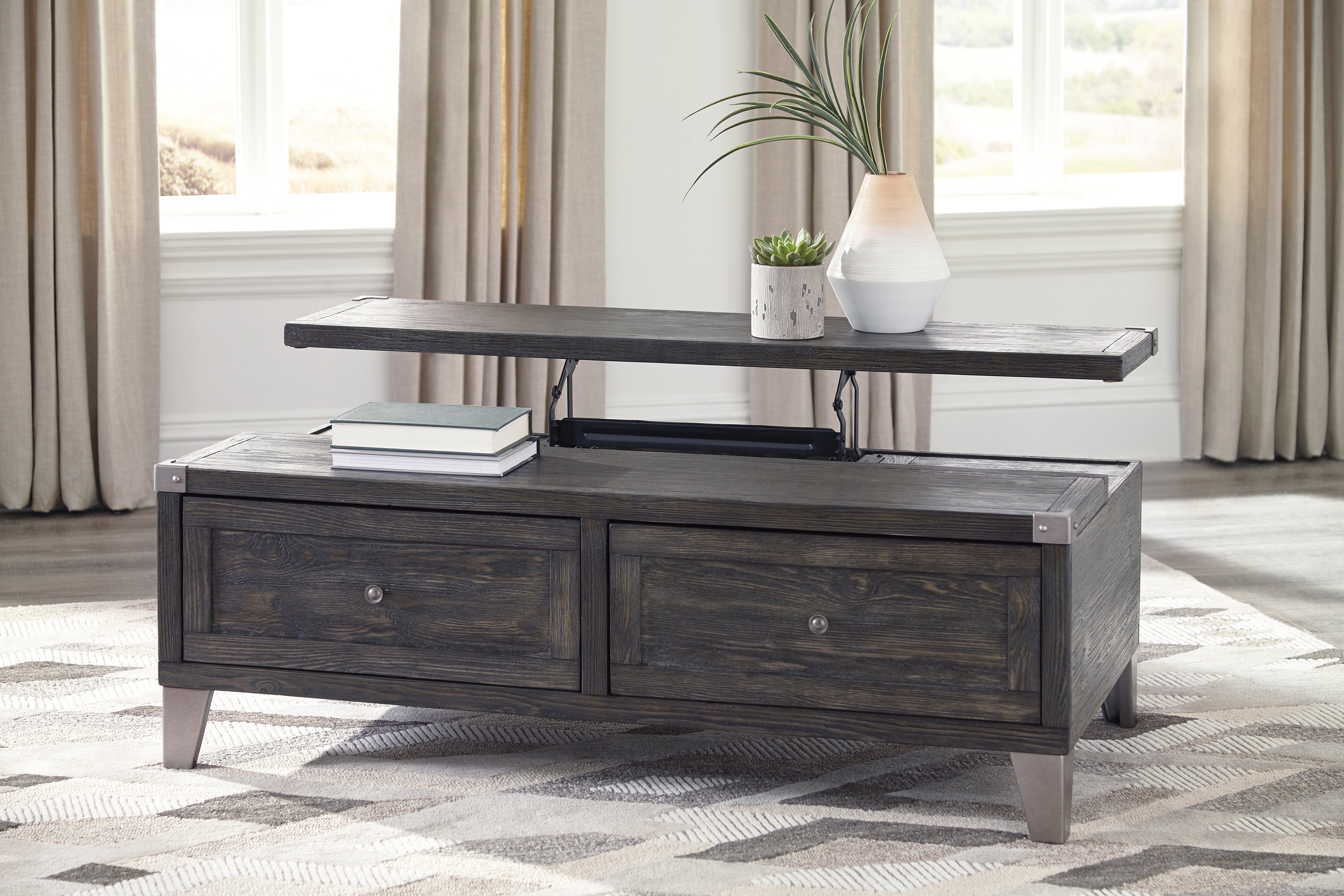 Furniture City Laplace - Ashley Furniture - Todoe Coffee Table with Lift Top - Lift Top Cocktail Table / Dark Gray - T901-9