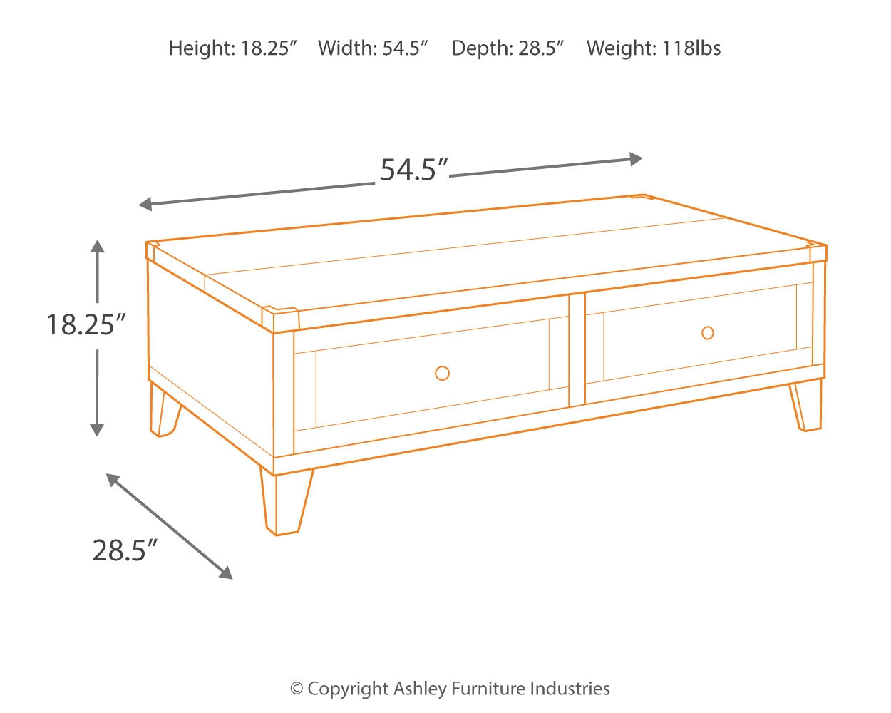 Furniture City Laplace - Ashley Furniture - Todoe Coffee Table with Lift Top - Lift Top Cocktail Table / Dark Gray - T901-9