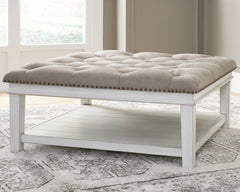Furniture City Laplace - Ashley Furniture - Kanwyn Upholstered Ottoman Coffee Table - UPH Ottoman Cocktail Table / Whitewash - T937-21