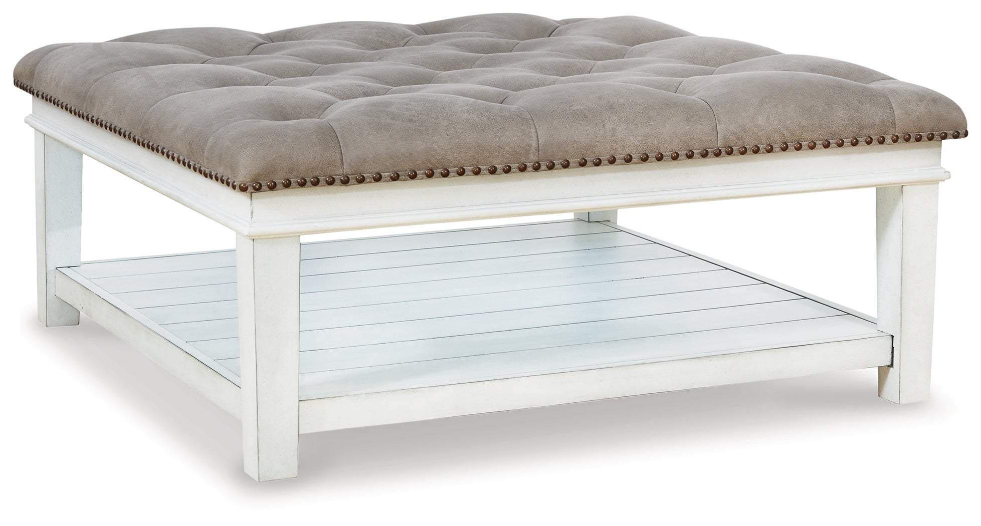 Furniture City Laplace - Ashley Furniture - Kanwyn Upholstered Ottoman Coffee Table - UPH Ottoman Cocktail Table / Whitewash - T937-21
