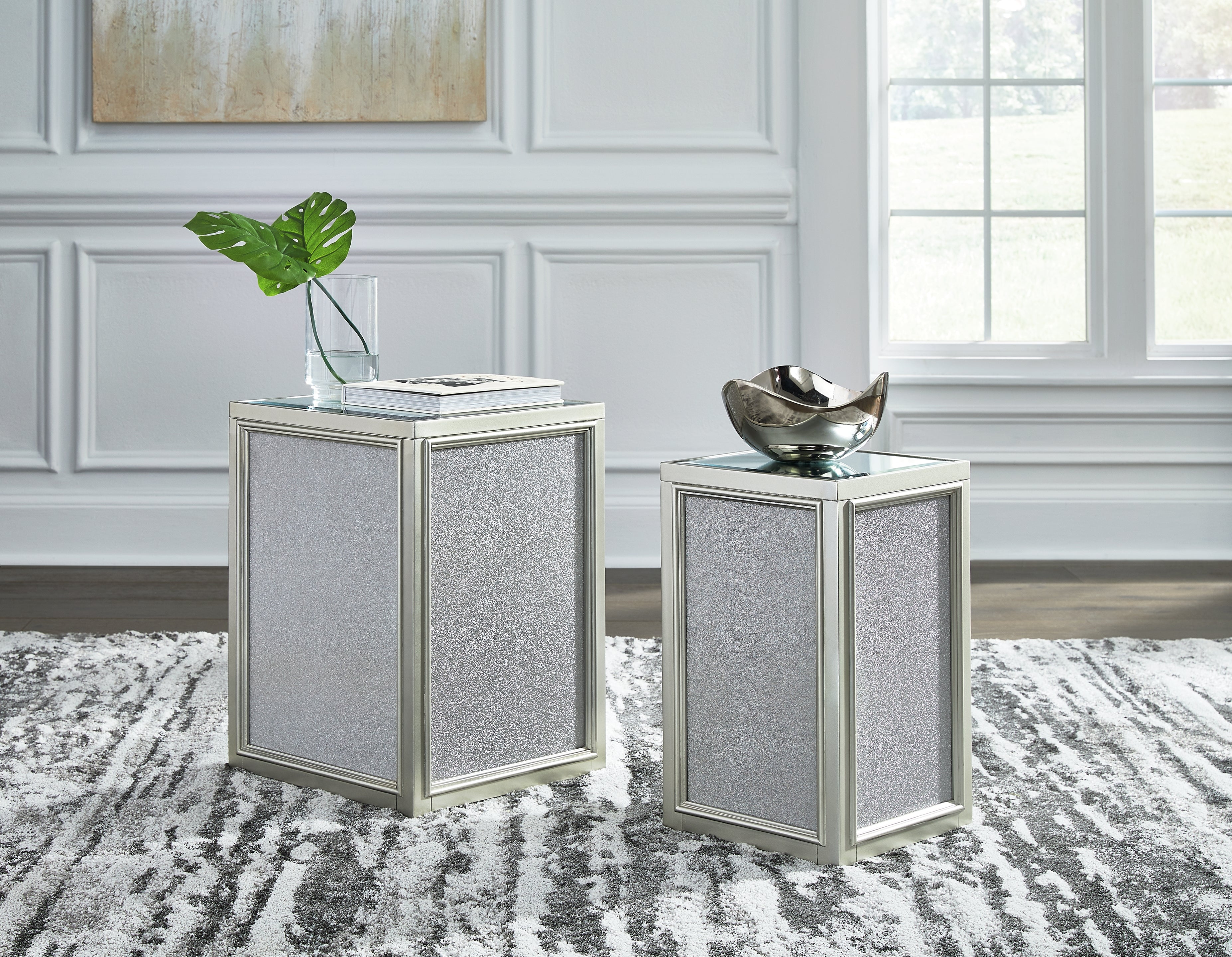 Furniture City Laplace - Ashley Furniture - Traleena Nesting End Table (Set of 2) - Nesting End Tables (Set of 2) / Silver Finish - T957-16