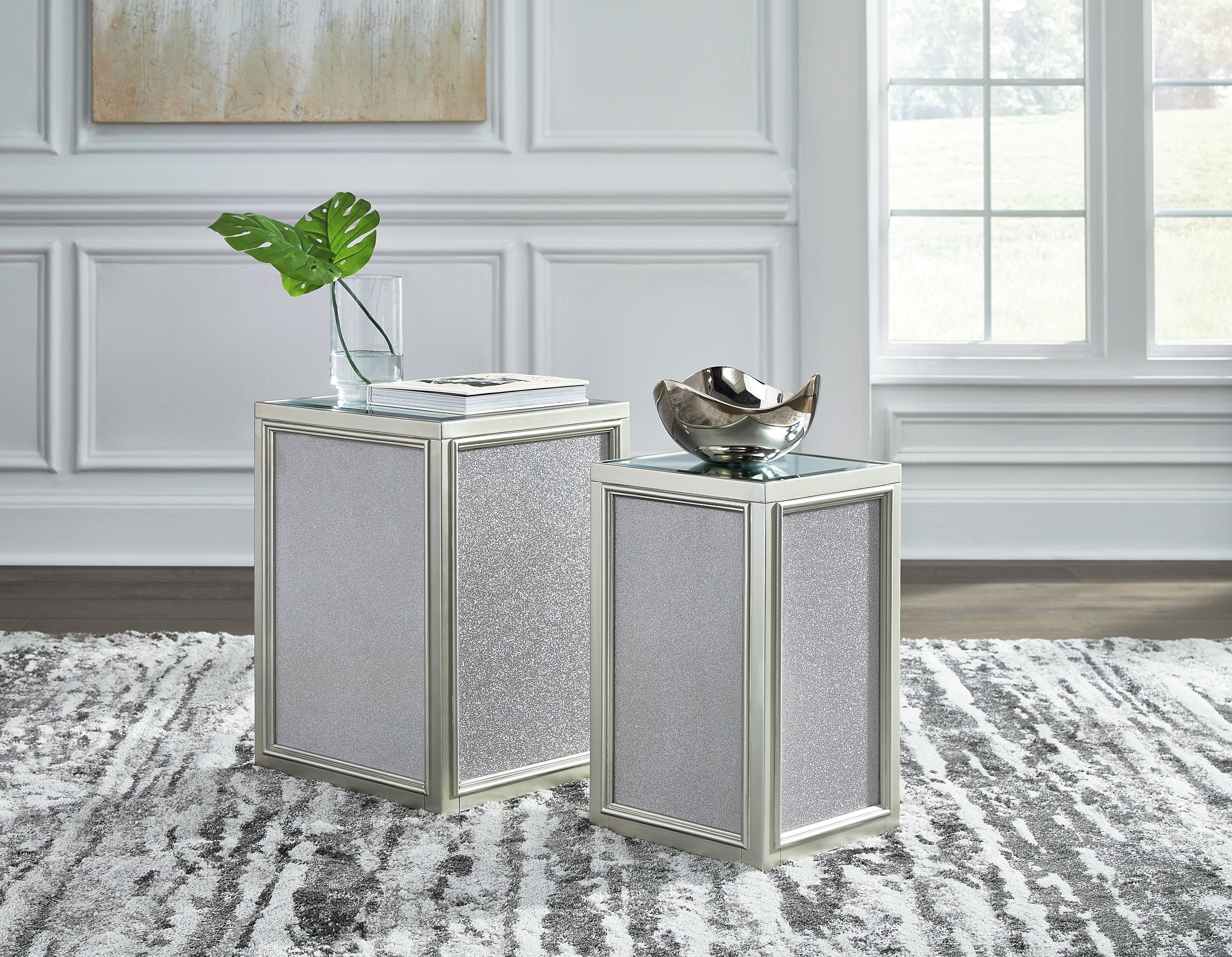 Furniture City Laplace - Ashley Furniture - Traleena Nesting End Table (Set of 2) - Nesting End Tables (Set of 2) / Silver Finish - T957-16