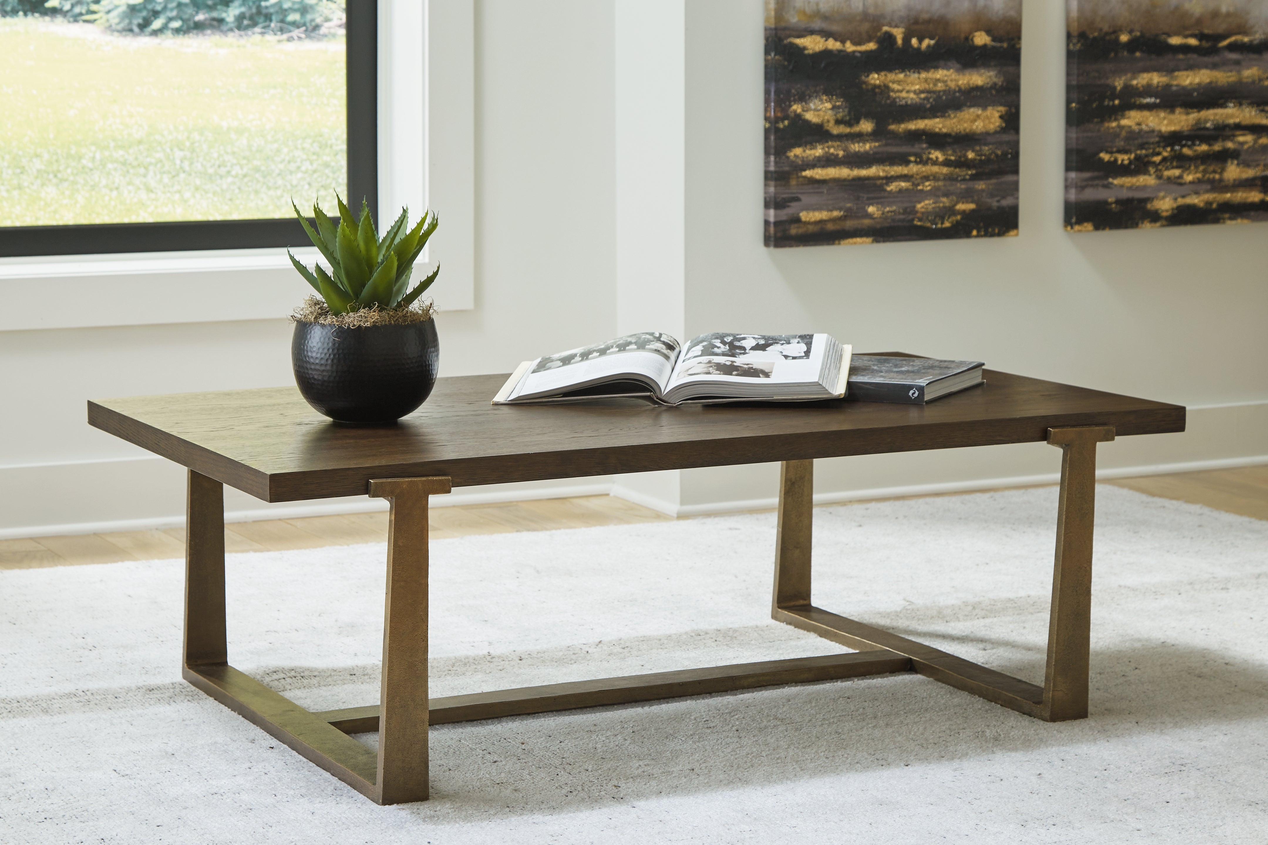Furniture City Laplace - Ashley Furniture - Balintmore Coffee Table - Rectangular Cocktail Table / Brown/Gold Finish - T967-1