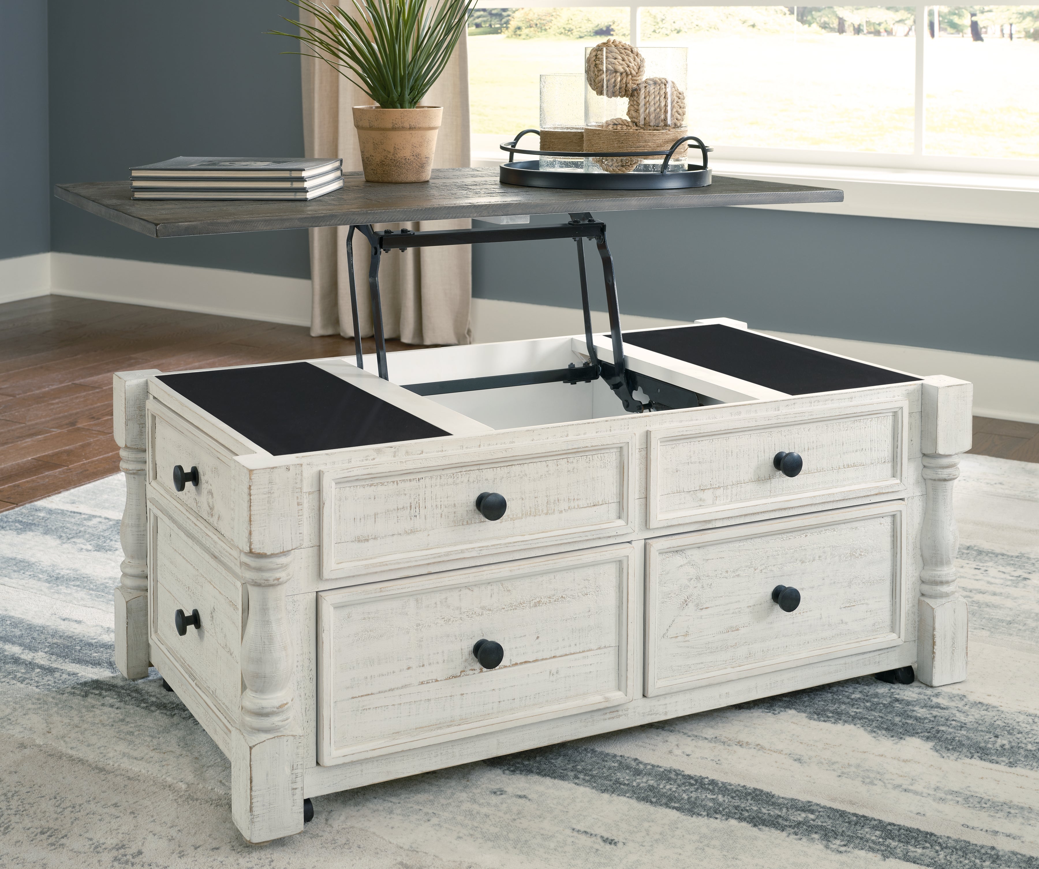 Furniture City Laplace - Ashley Furniture - Havalance Lift-Top Coffee Table - Lift Top Cocktail Table / White/Gray - T994-20