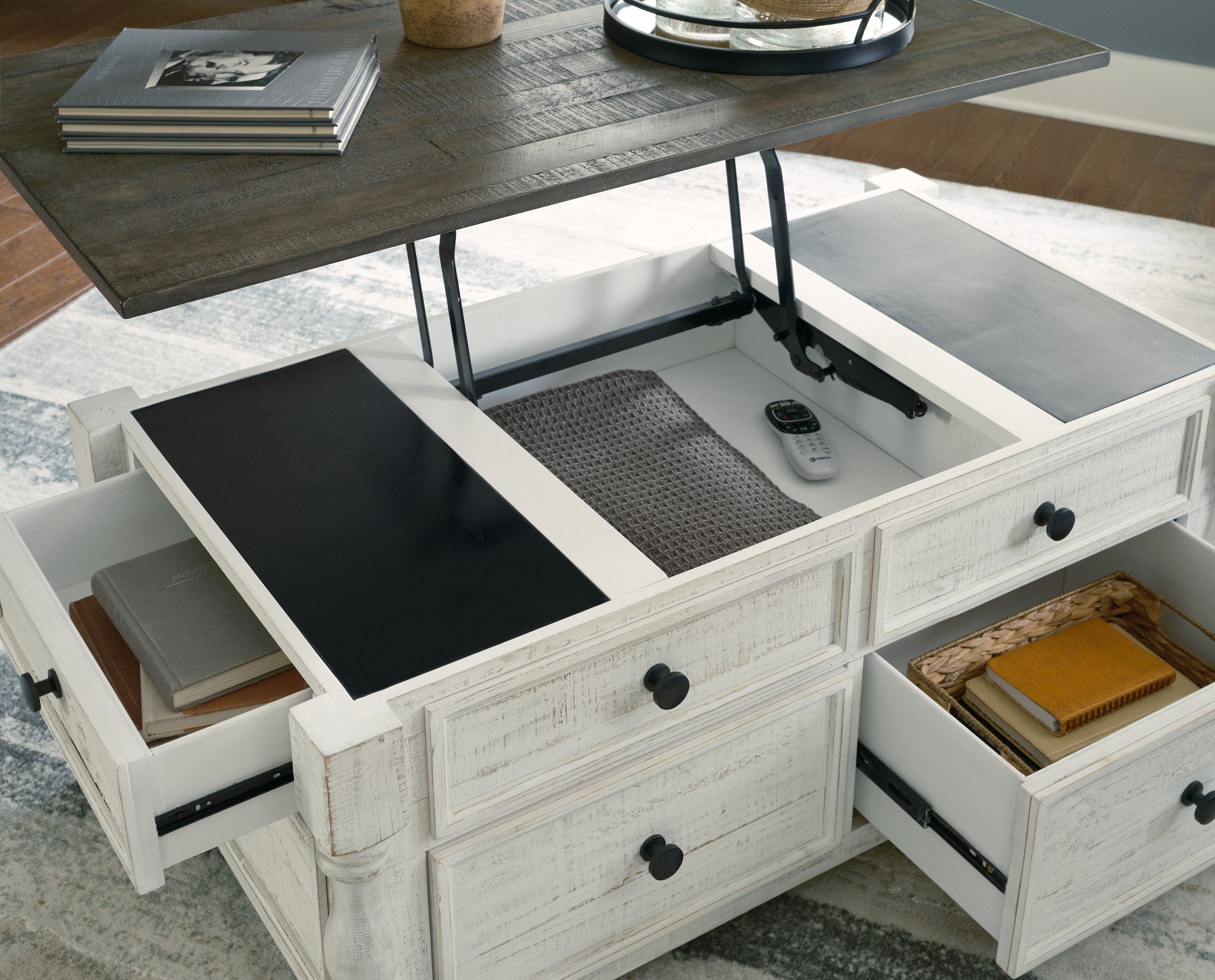 Furniture City Laplace - Ashley Furniture - Havalance Lift-Top Coffee Table - Lift Top Cocktail Table / White/Gray - T994-20