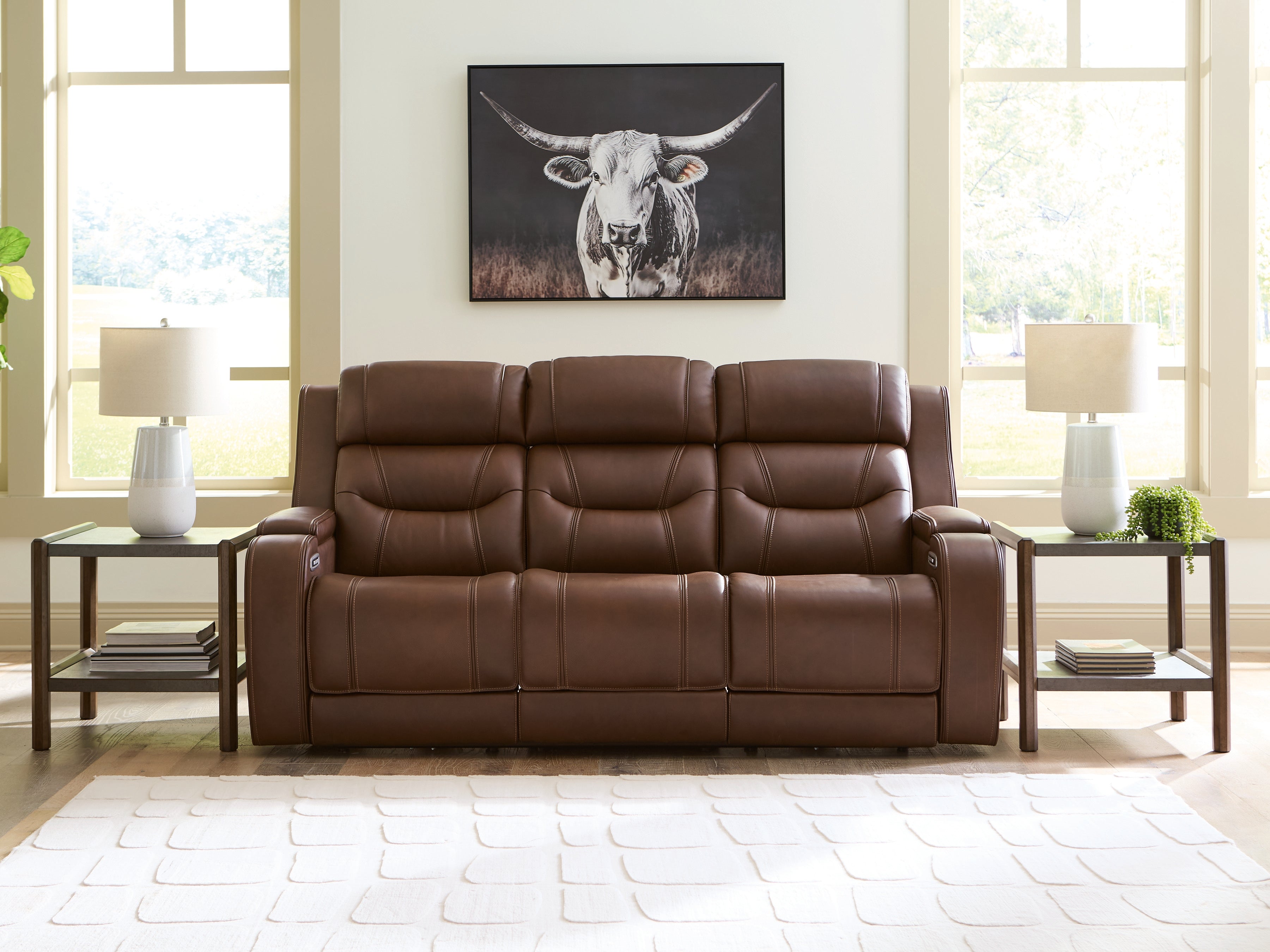 Furniture City Laplace - Ashley Furniture - Knightington Power Reclining Sofa with Audio Seating - PWR REC Sofa w/Audio Seating / Brown - PCU1160215A
