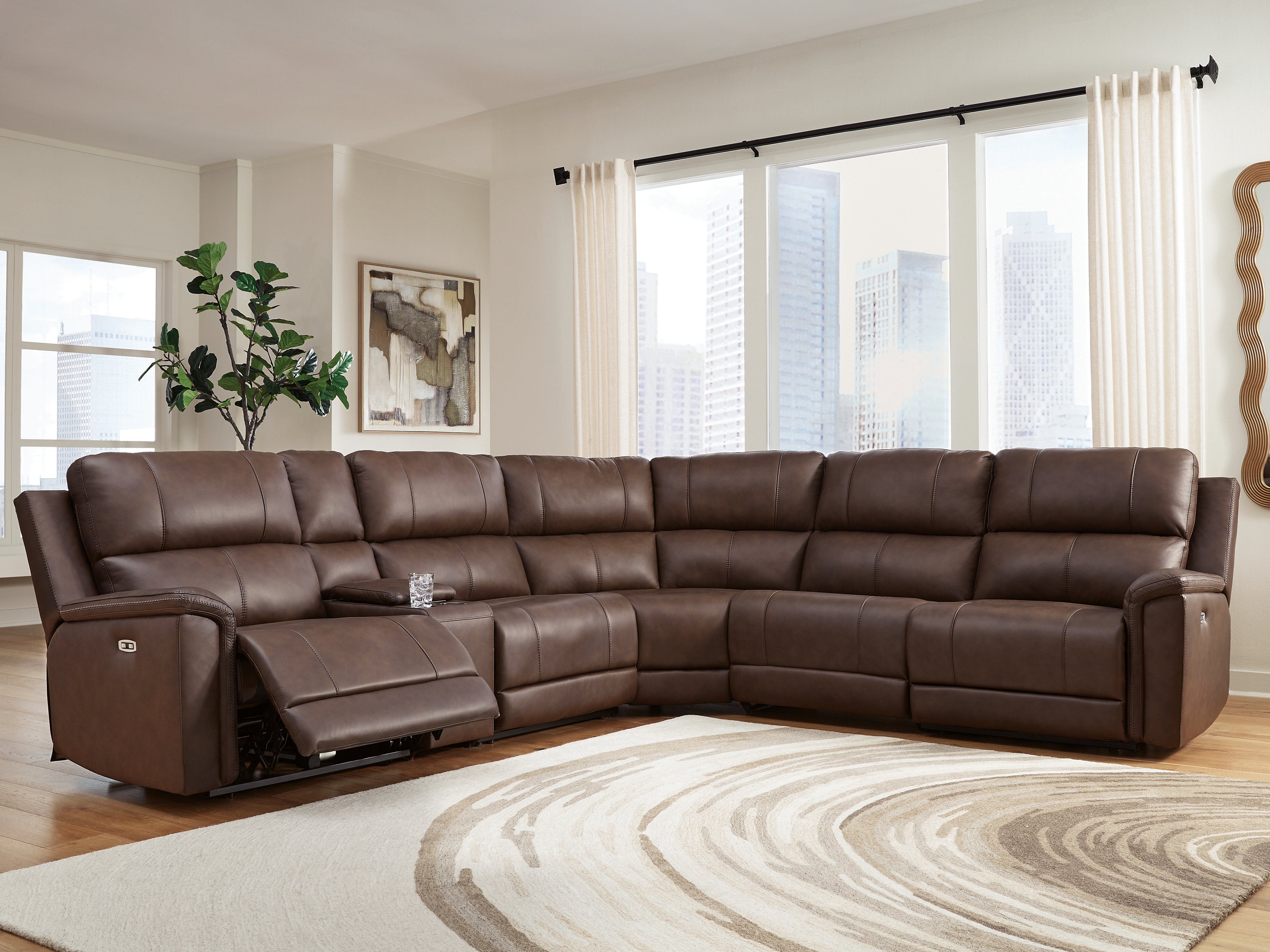Furniture City Laplace - Ashley Furniture - Bleckley 6-Piece Power Reclining Sectional - 6-Piece Power Reclining Sectional / Espresso - PCU12001S5
