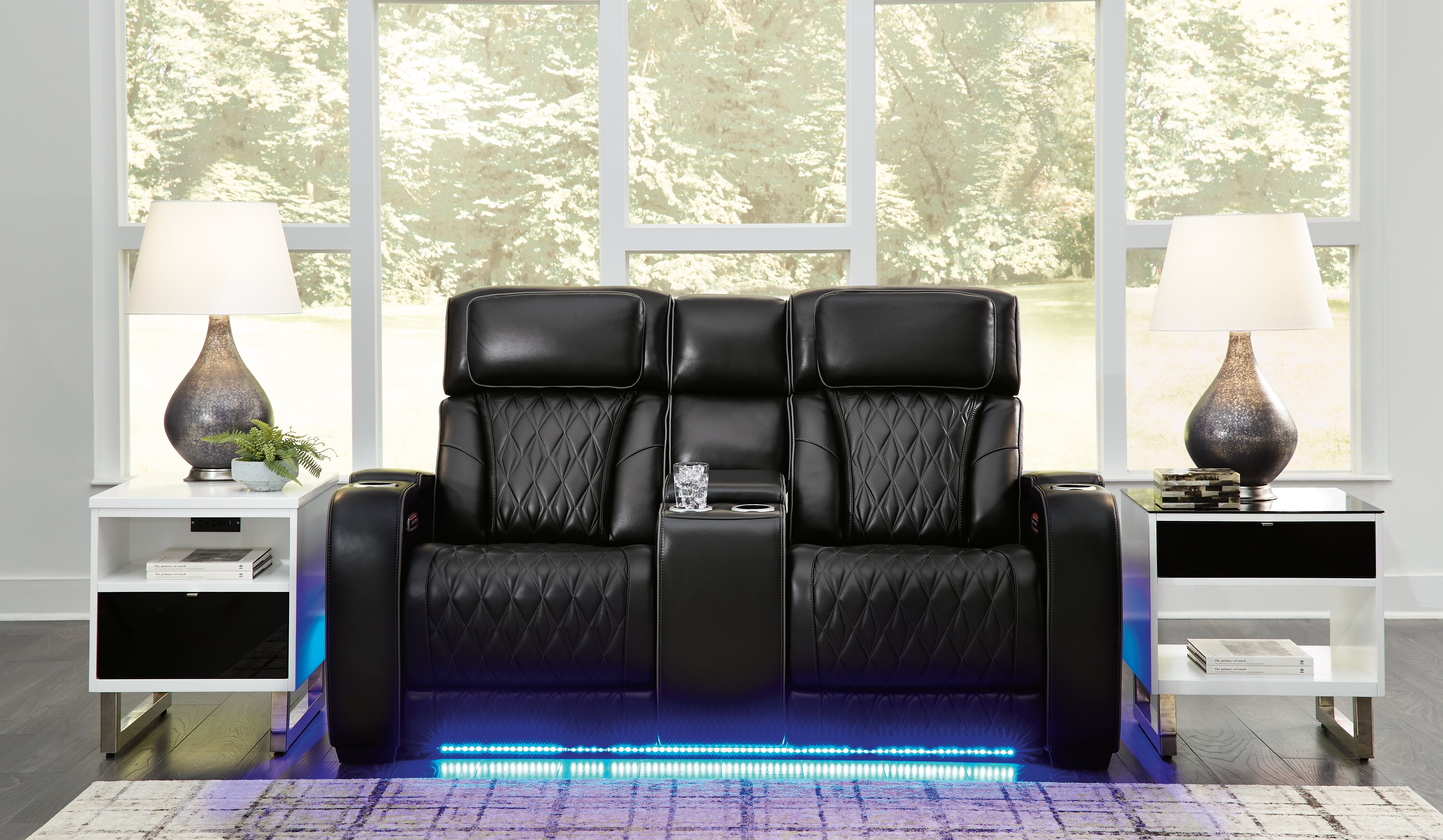 Furniture City Laplace - Ashley Furniture - Boyington Power Reclining Loveseat with Console - PWR REC Loveseat/CON/ADJ HDRST / Black - U2710618
