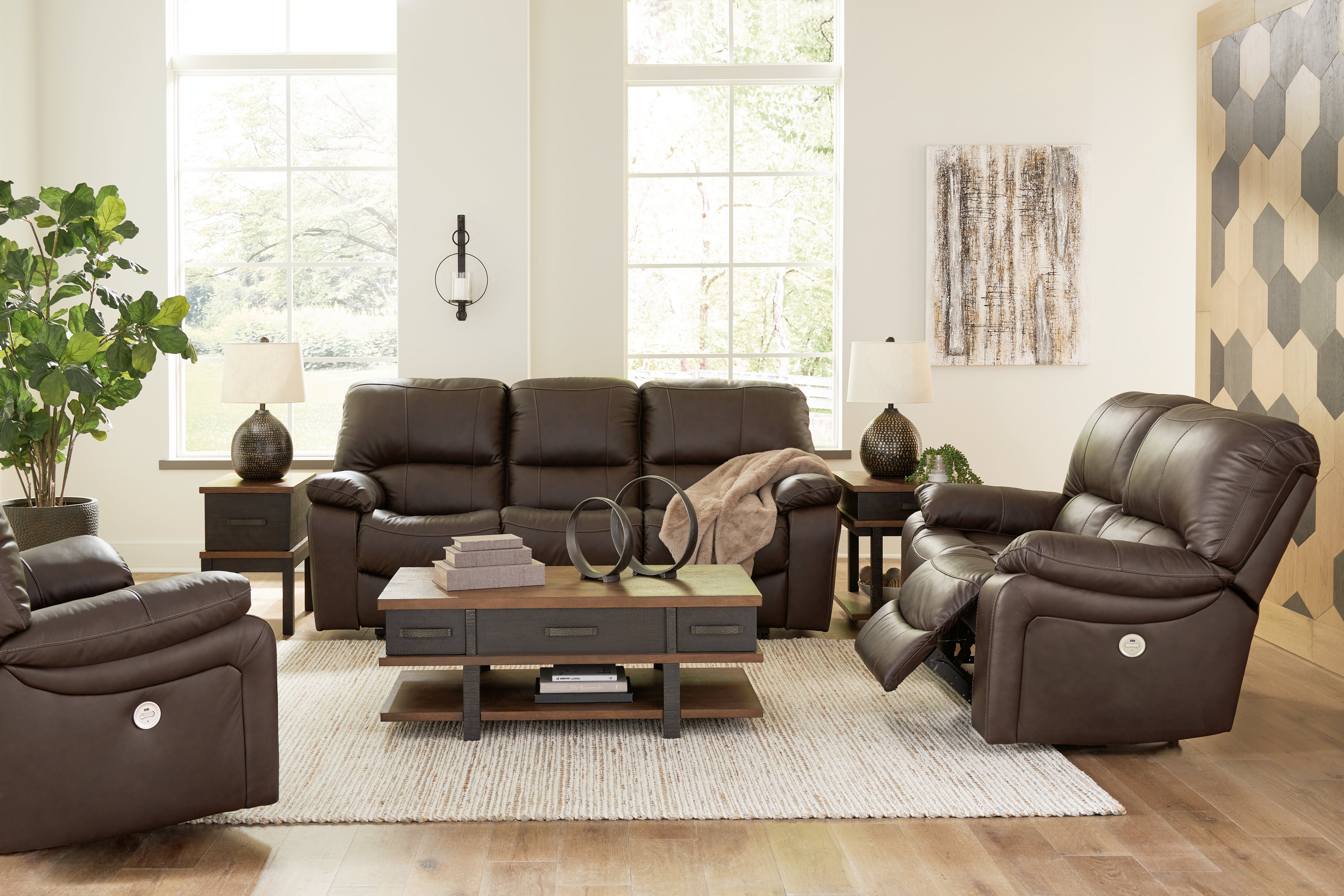 Furniture City Laplace - Ashley Furniture - Leesworth Power Reclining Sofa, Loveseat and Recliner - Power Reclining Sofa, Loveseat and Recliner - U43808U2