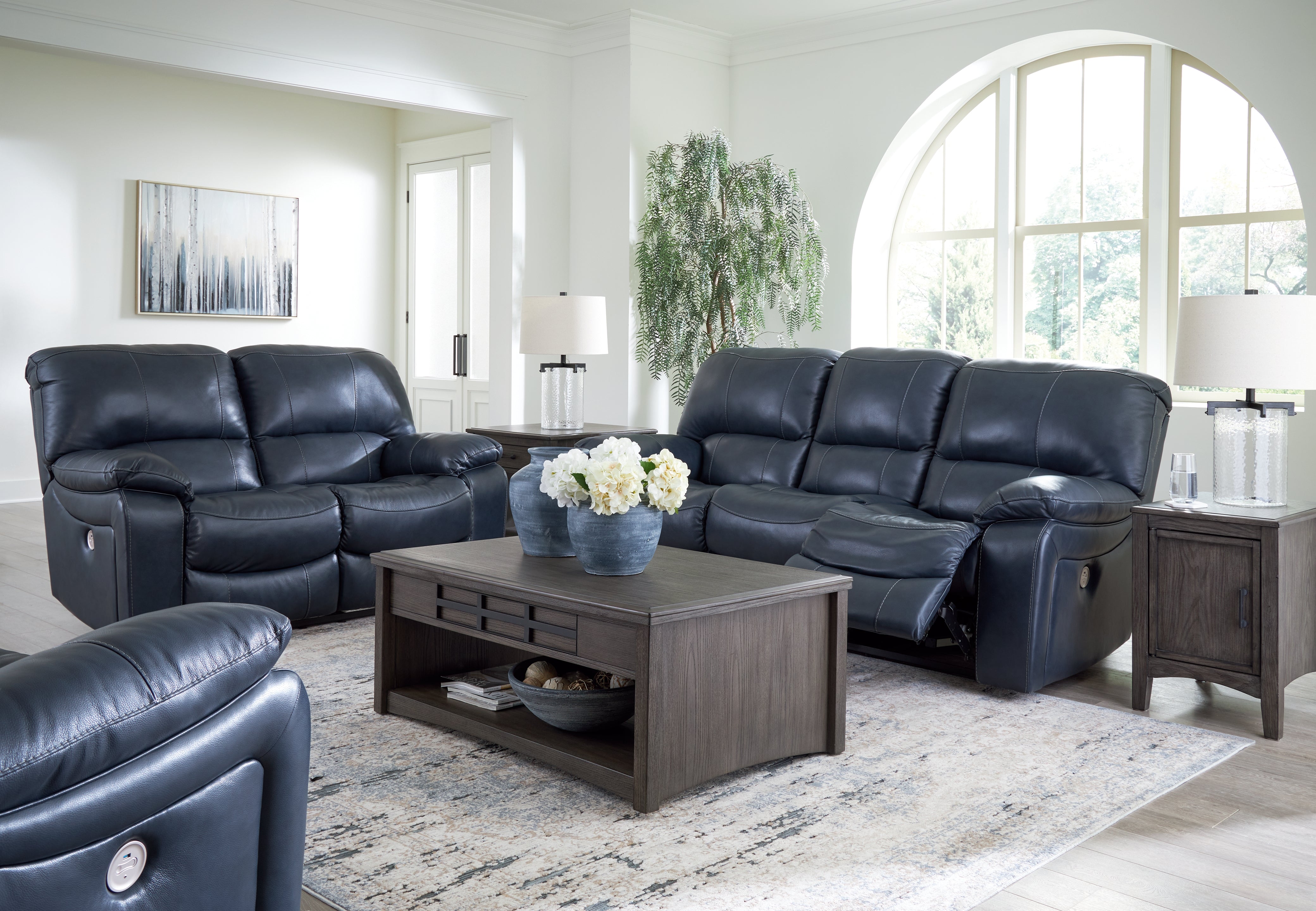 Furniture City Laplace - Ashley Furniture - Leesworth Power Reclining Sofa, Loveseat and Recliner - Power Reclining Sofa, Loveseat and Recliner / Ocean - U43809U2