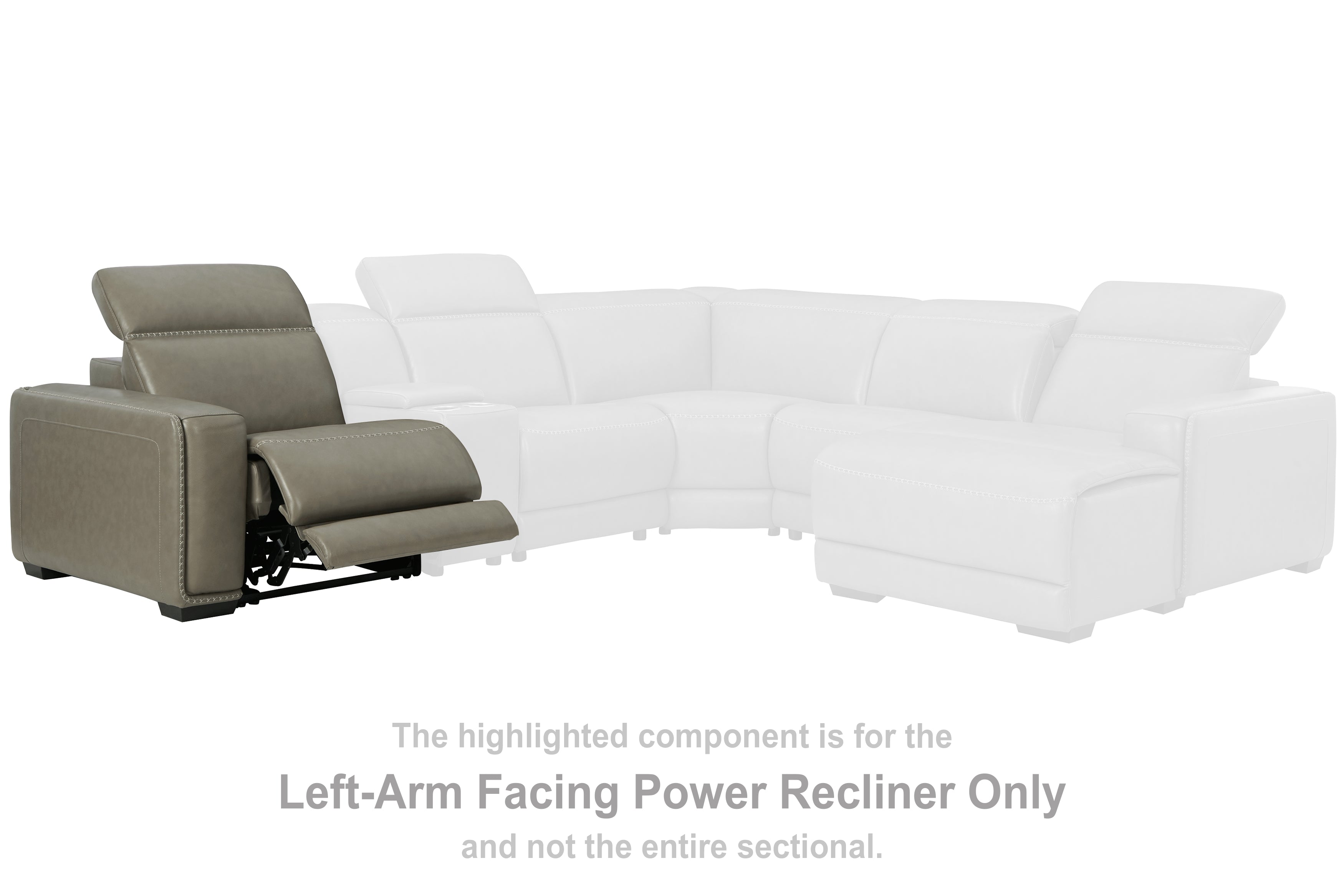 Furniture City Laplace - Ashley Furniture - Correze Sectionals - LAF Zero Wall Power Recliner / Gray - U9420258
