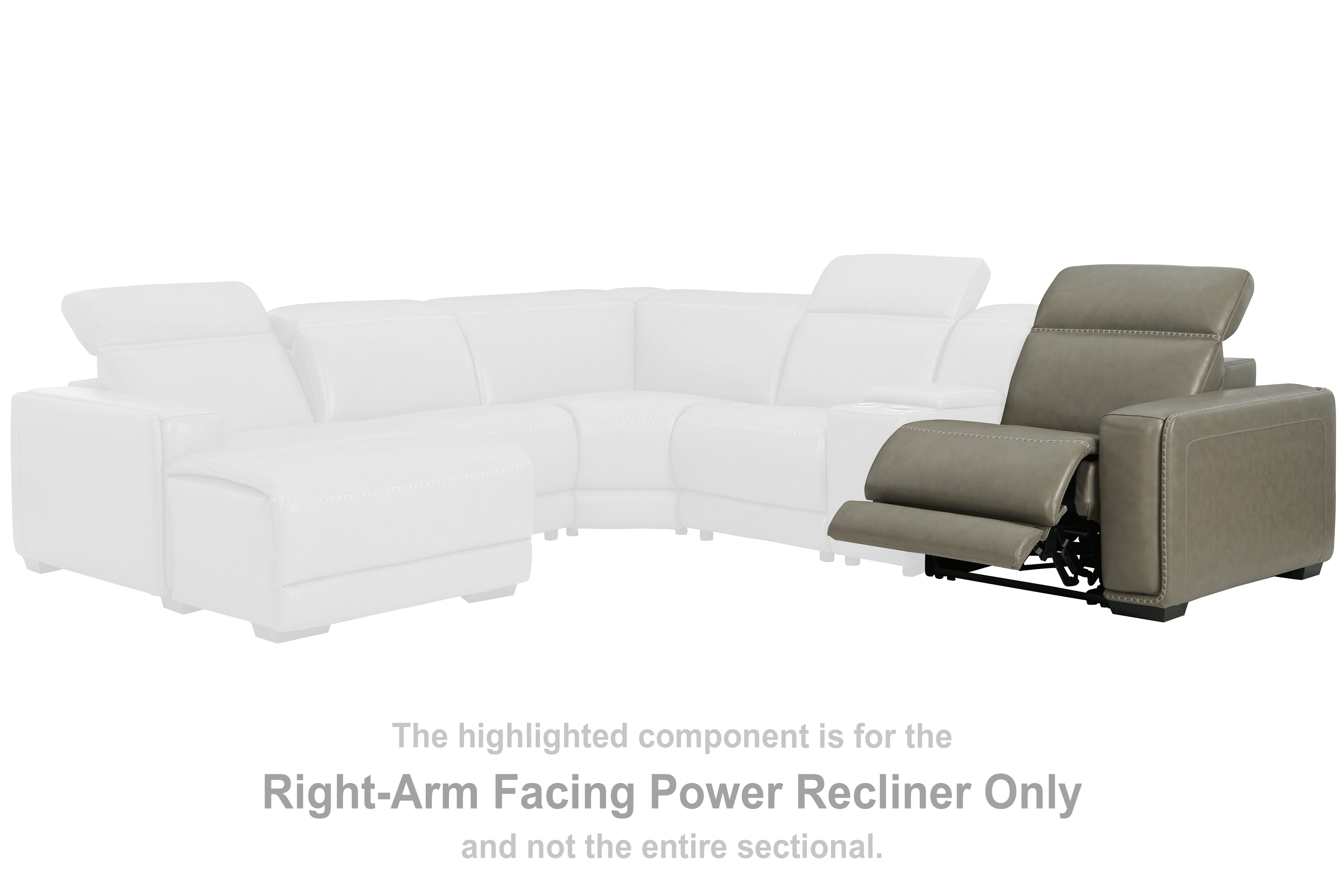 Furniture City Laplace - Ashley Furniture - Correze Sectionals - RAF Zero Wall Power Recliner / Gray - U9420262