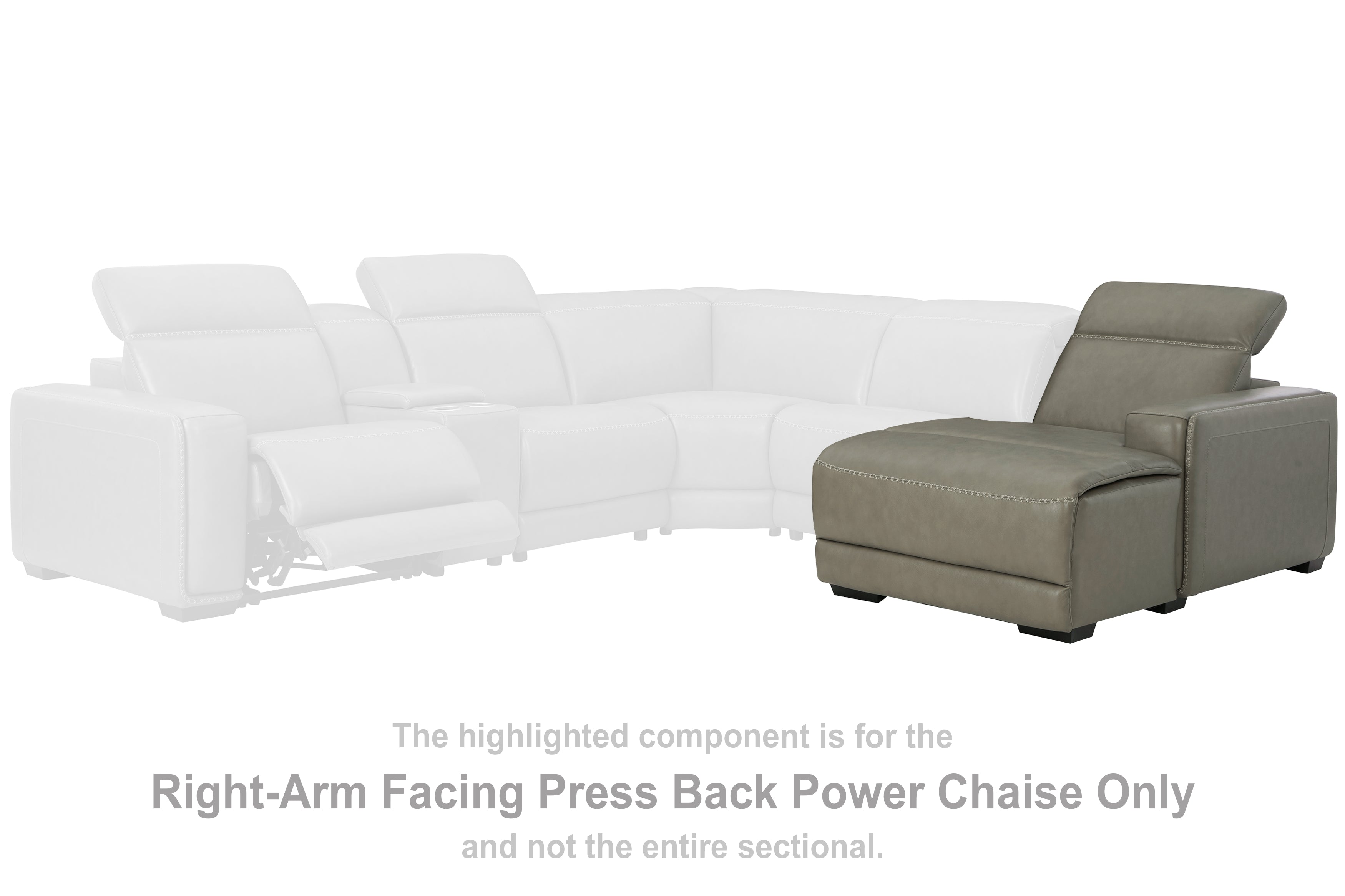 Furniture City Laplace - Ashley Furniture - Correze Sectionals - RAF PWR Reclining Back Chaise / Gray - U9420297