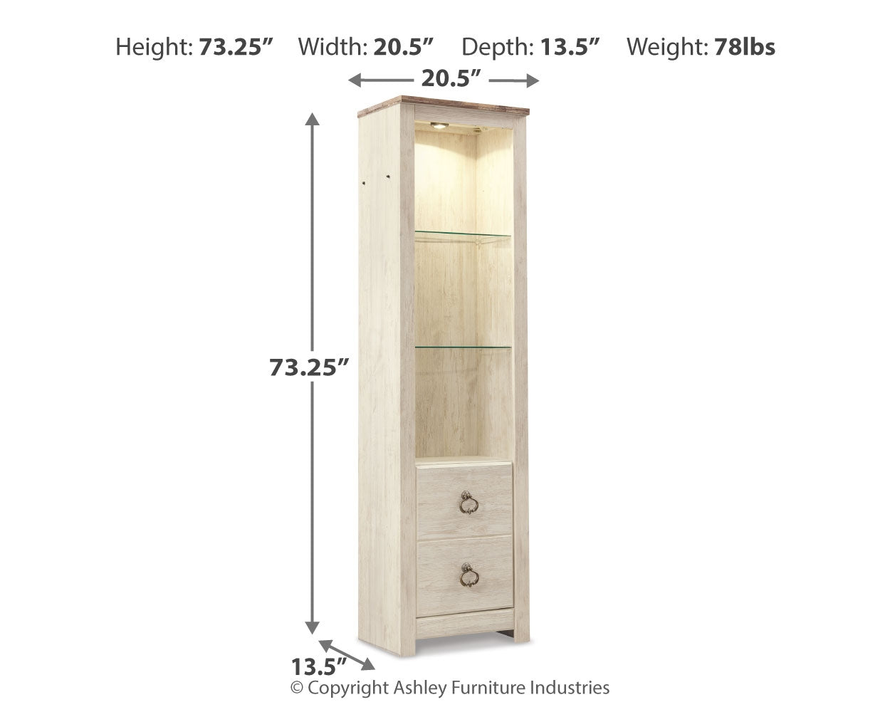 Furniture City Laplace - Ashley Furniture - Willowton Entertainment Center - Bridge / Whitewash - W267-27